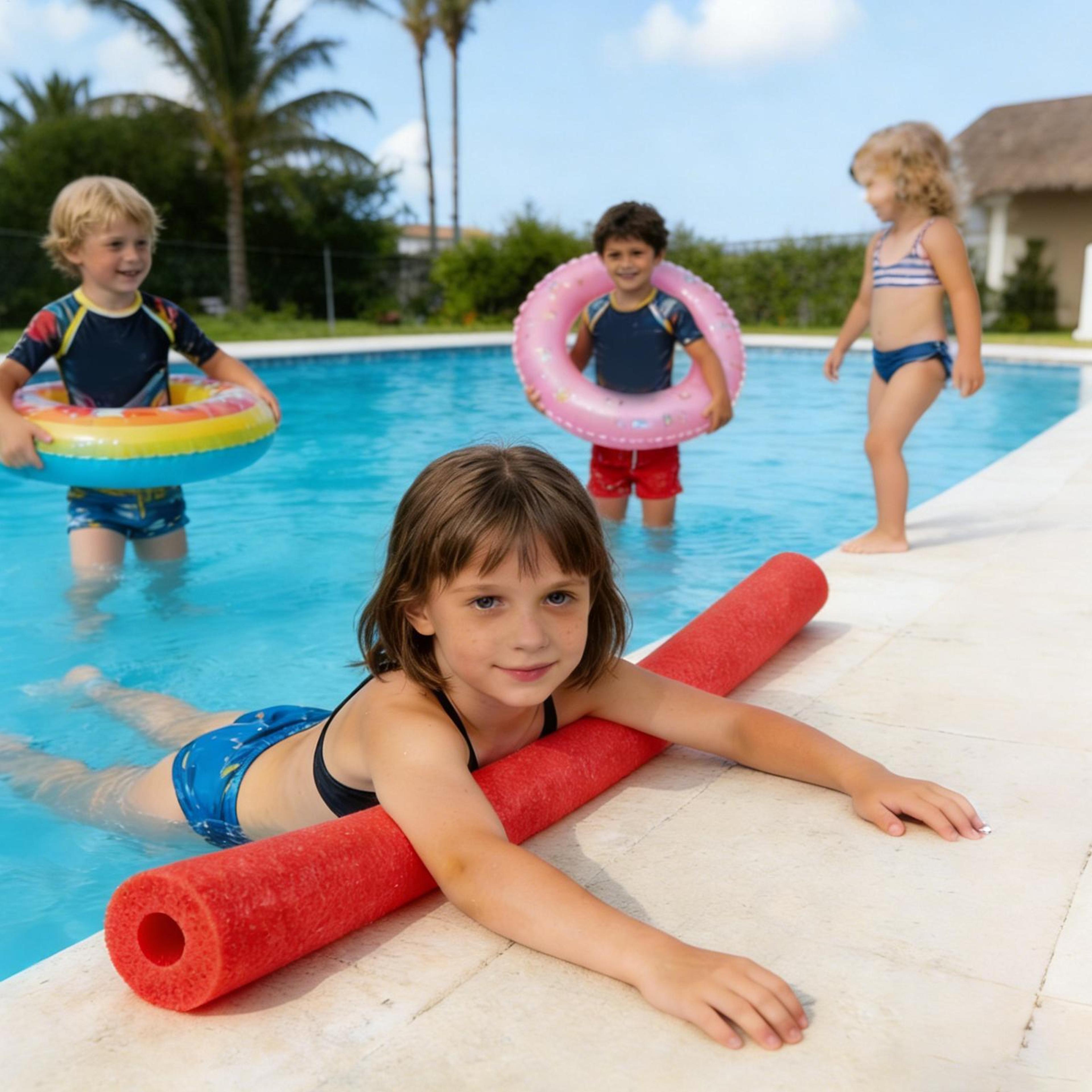 colorful foam pool noodles for swimming, floating & water games