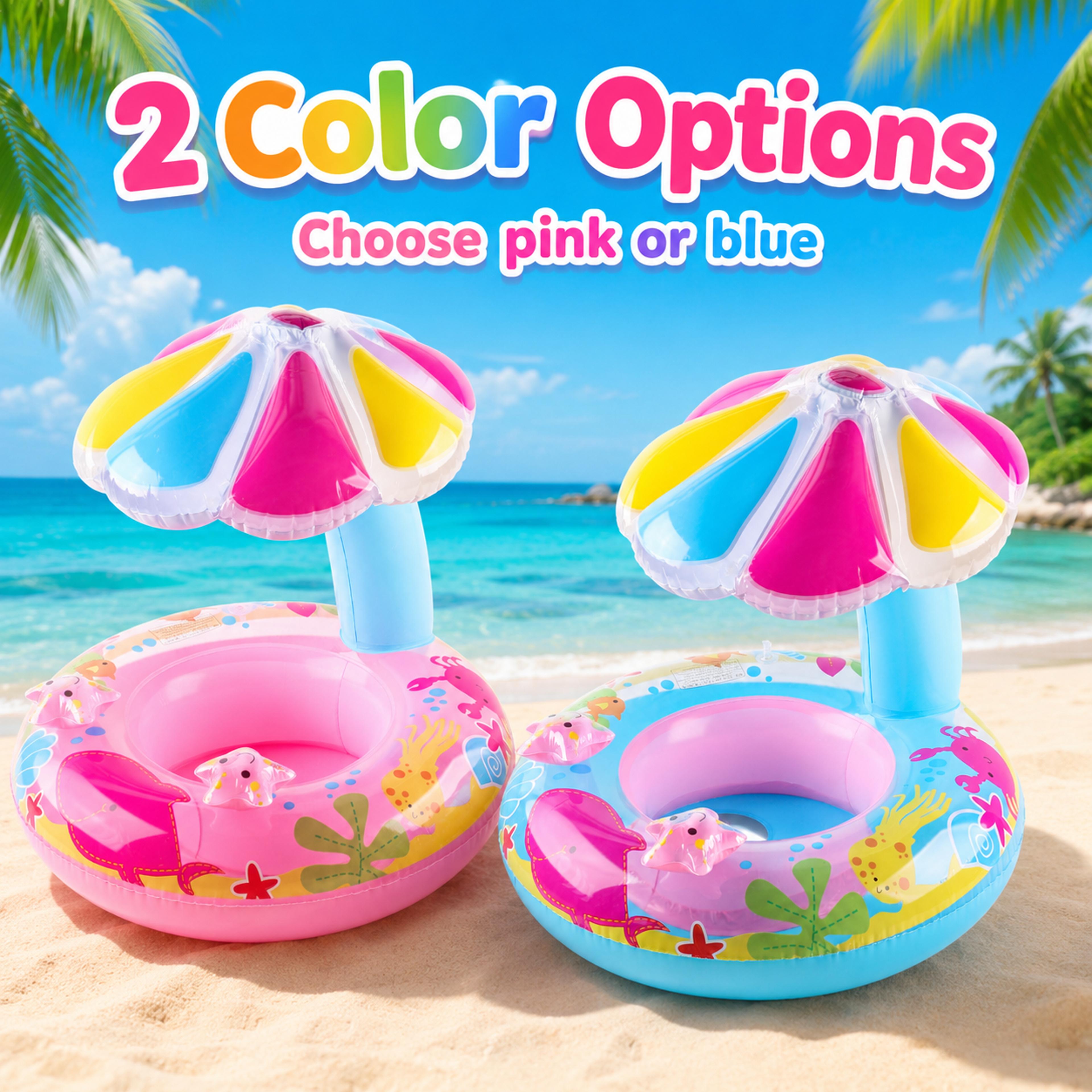 mushroom kids swim ring with sun shade inflatable pool float for toddlers & young children