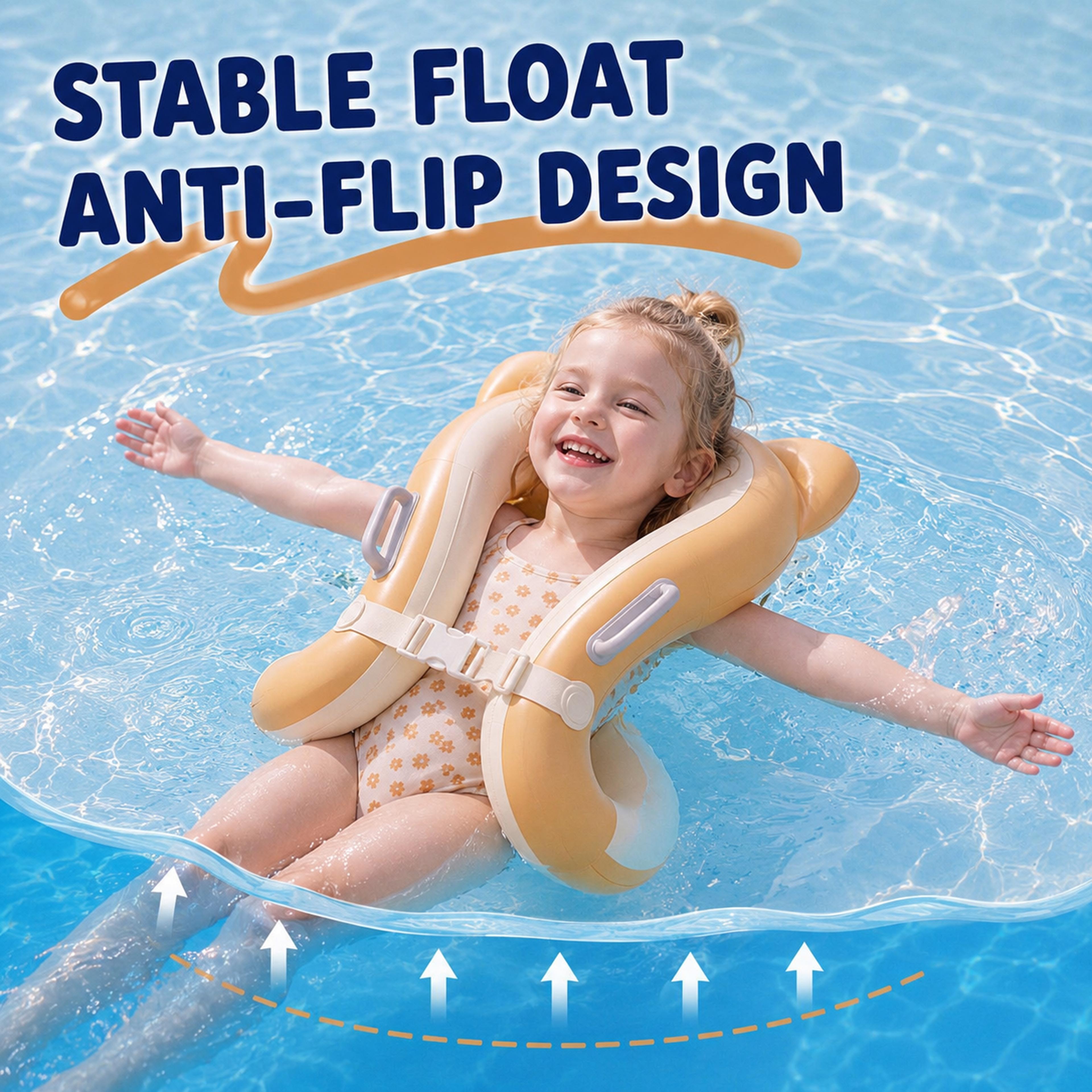 anti overturn inflatable swim tube with double handles large armpit float ring pool floater