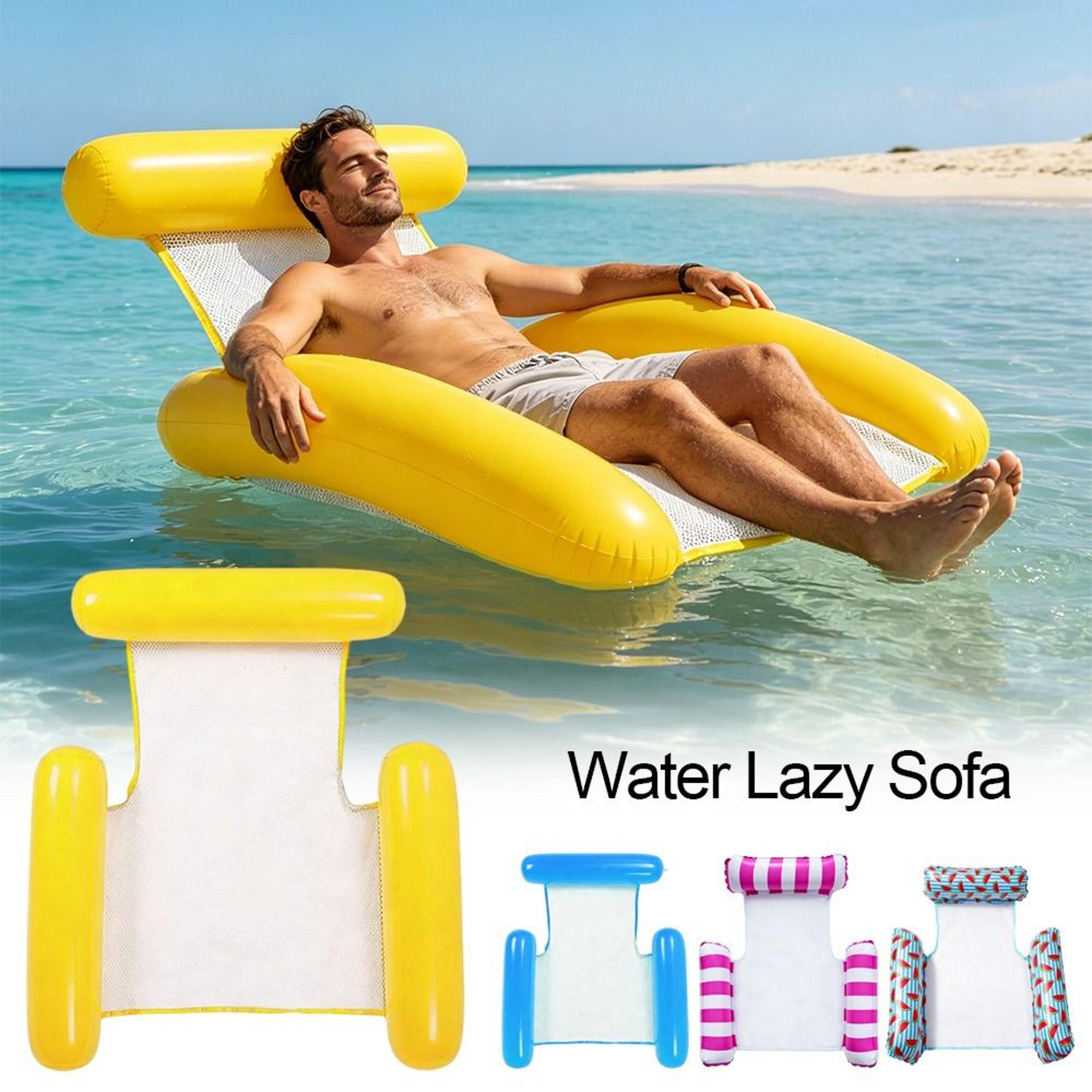 portable inflatable water hammock mesh pool float with backrest for ultimate summer relaxation
