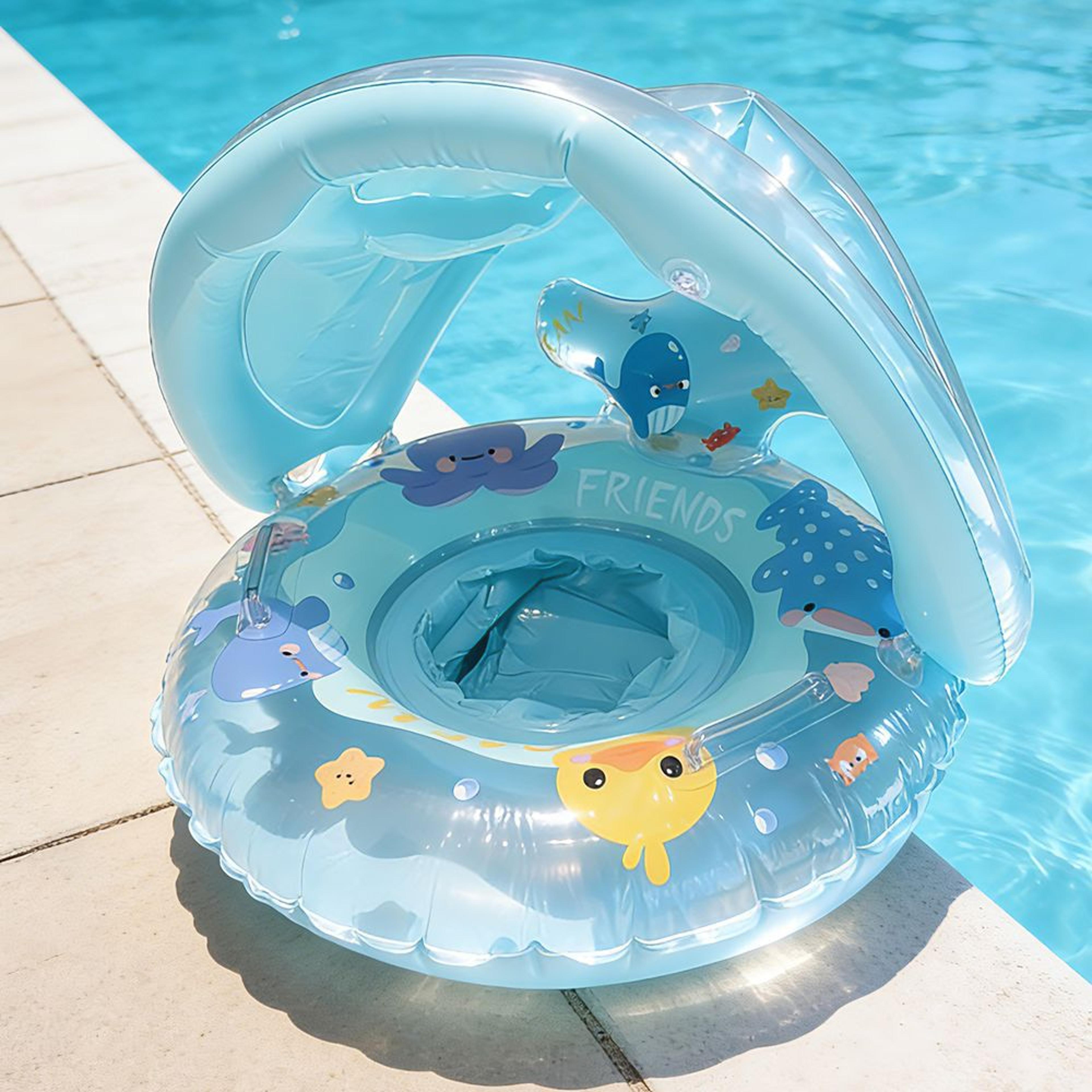 sunshield inflatable pool float with detachable canopy portable pool float with sunshade swim tube