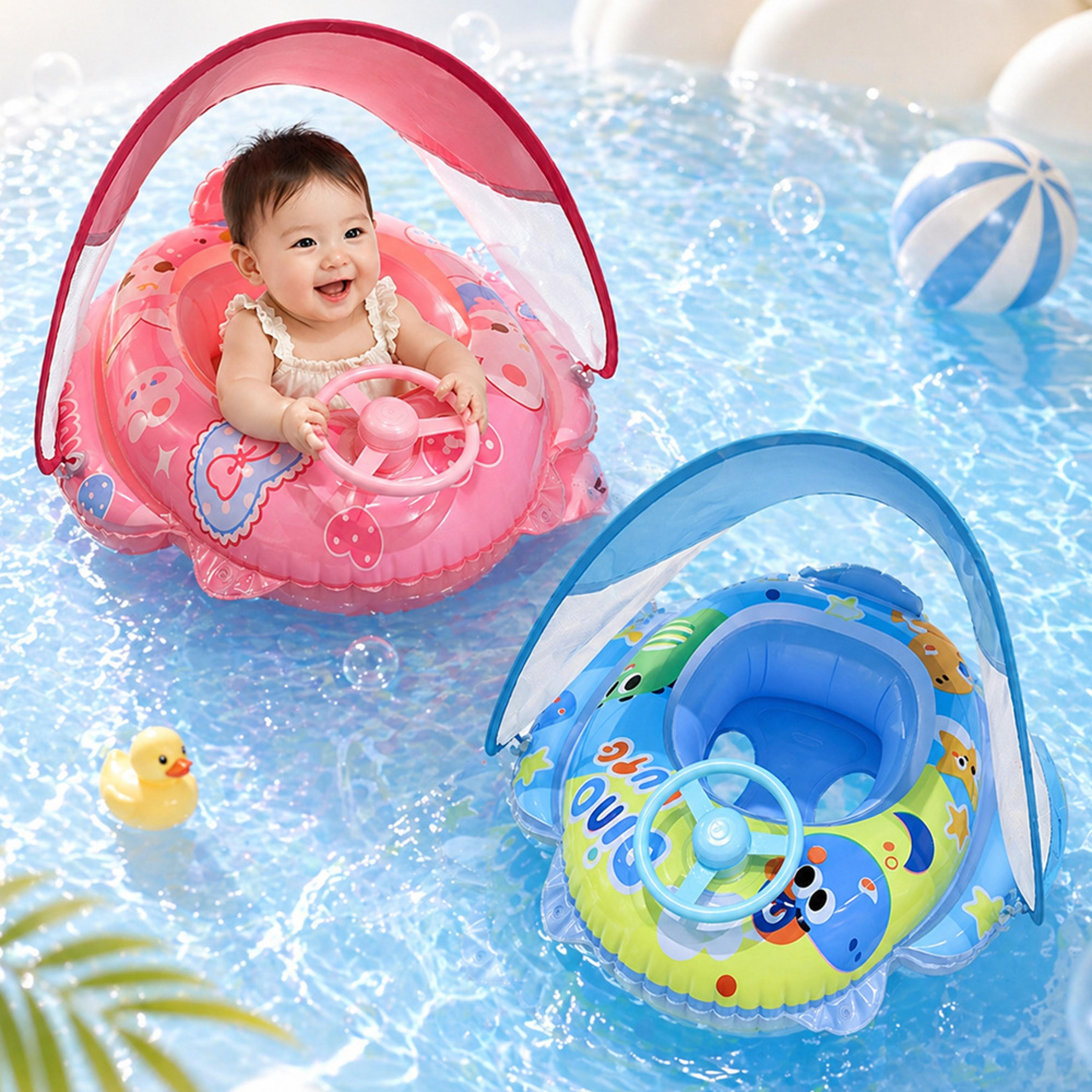 baby swim float with canopy rabbit toddler swim ring inflatable pool seat for kids