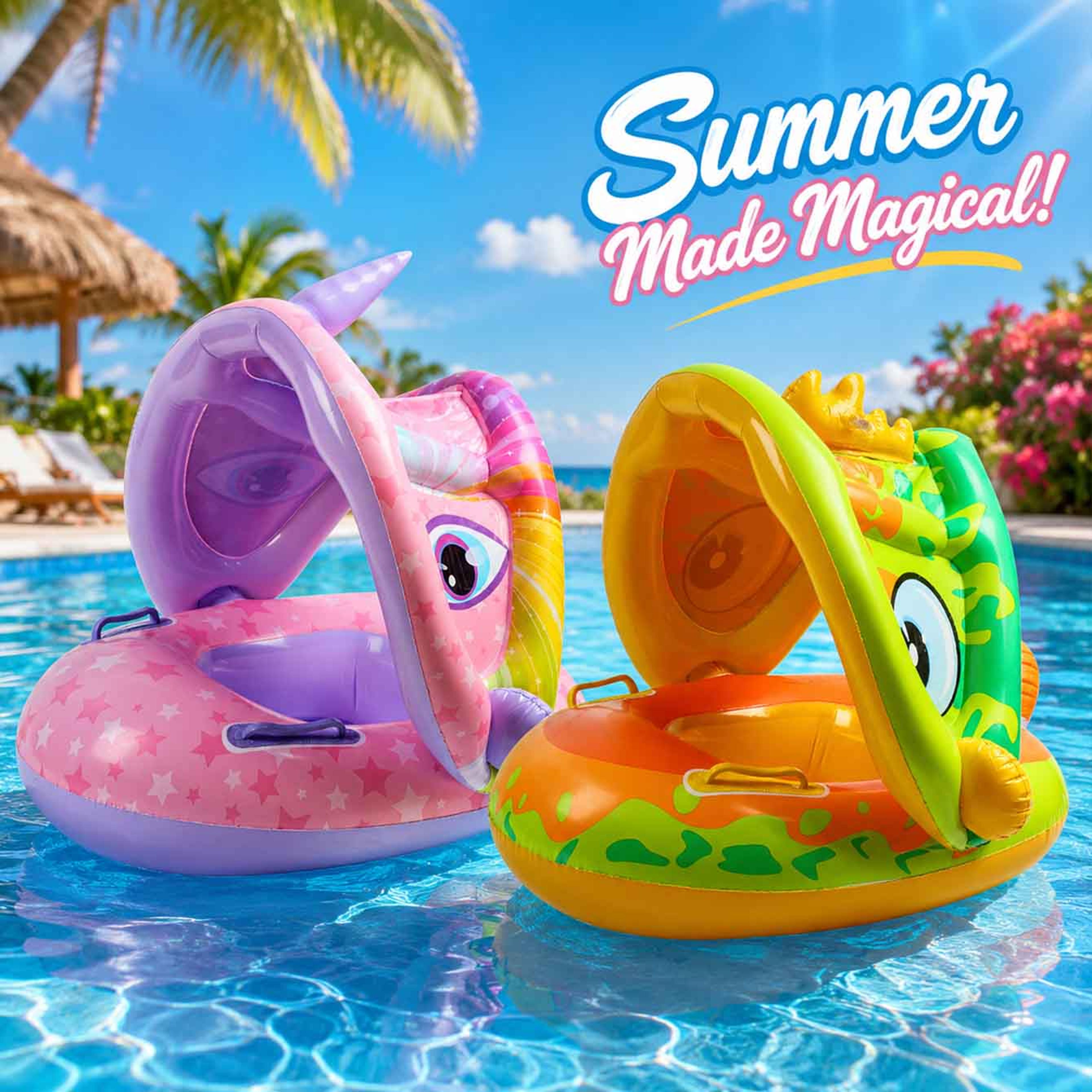 baby pool float with canopy sun protection inflatable pool float with safety seat