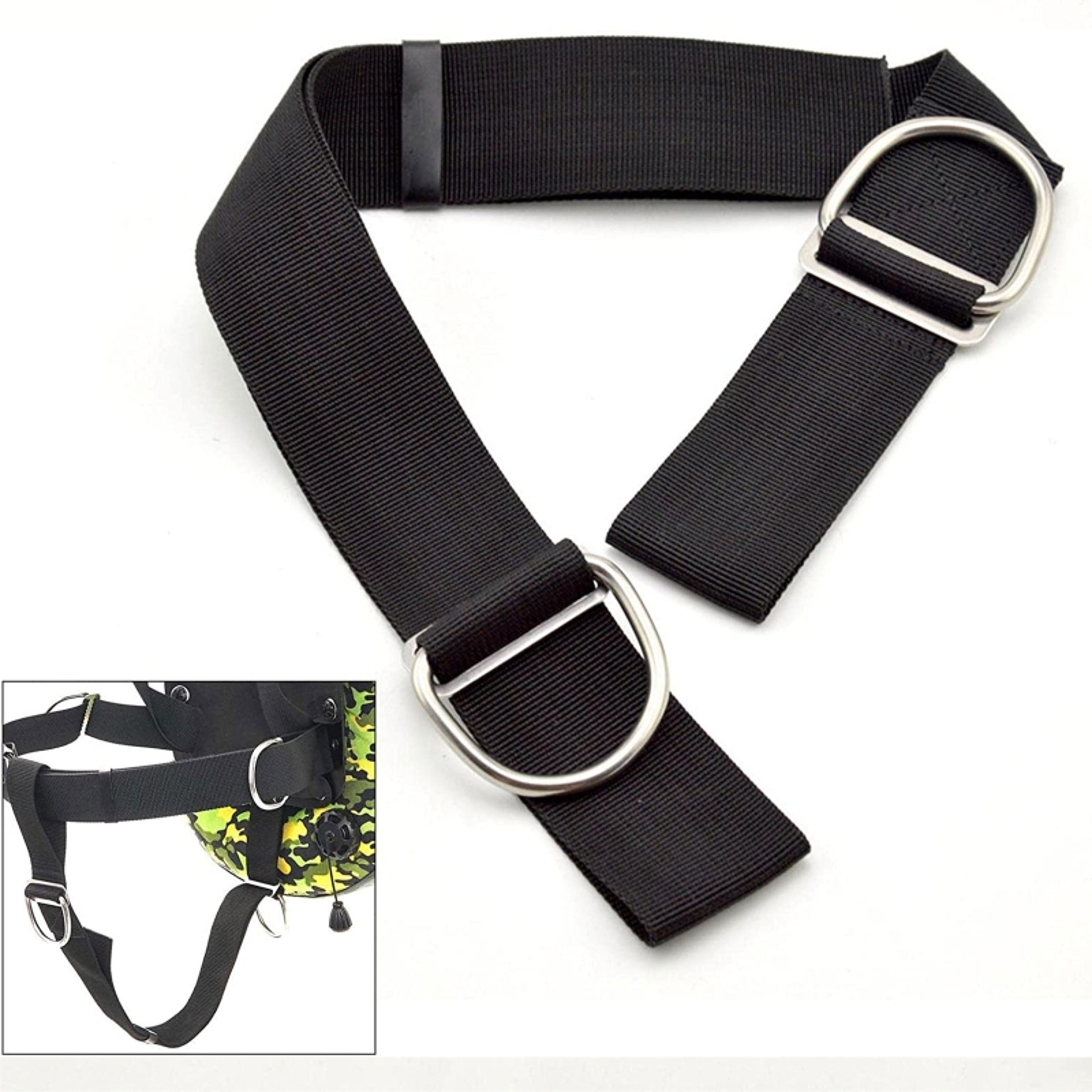 universal tech dive crotch strap adjustable bcd harness strap with stainless steel loop for scuba & freediving