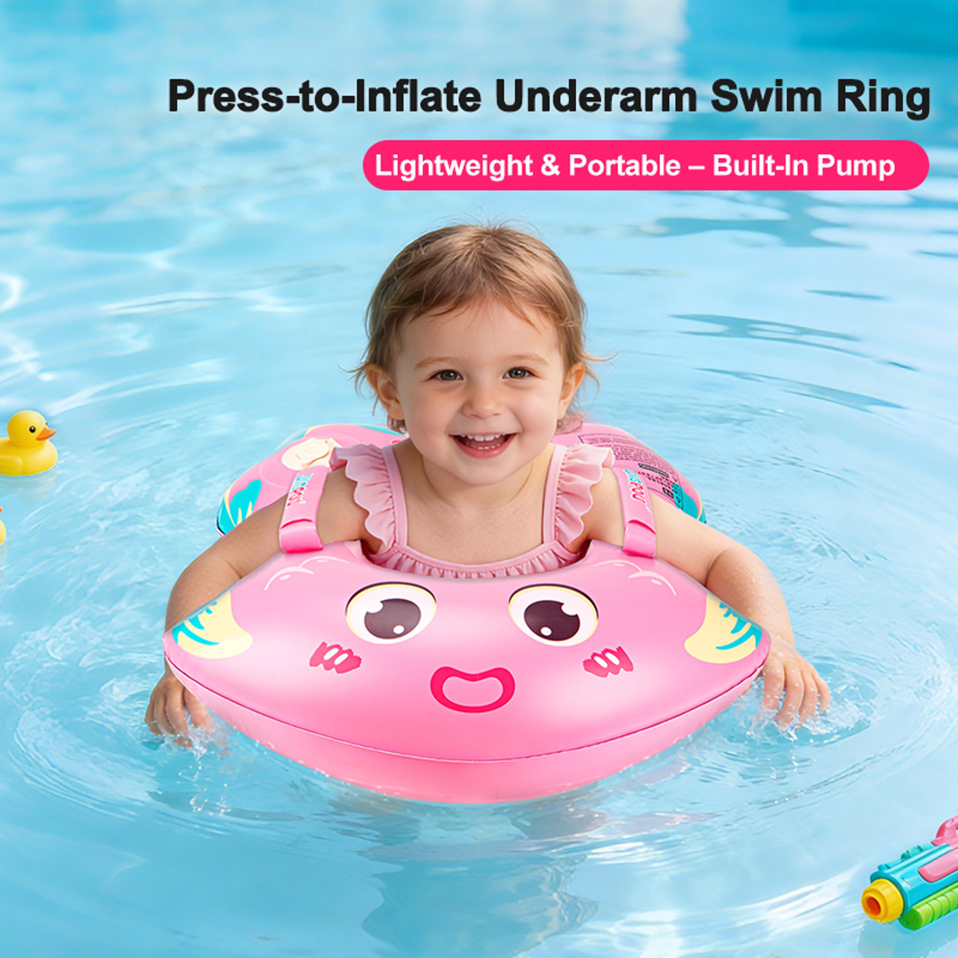 safesplash kids swim float anti flip inflatable swimming ring with underarm support for boys & girls