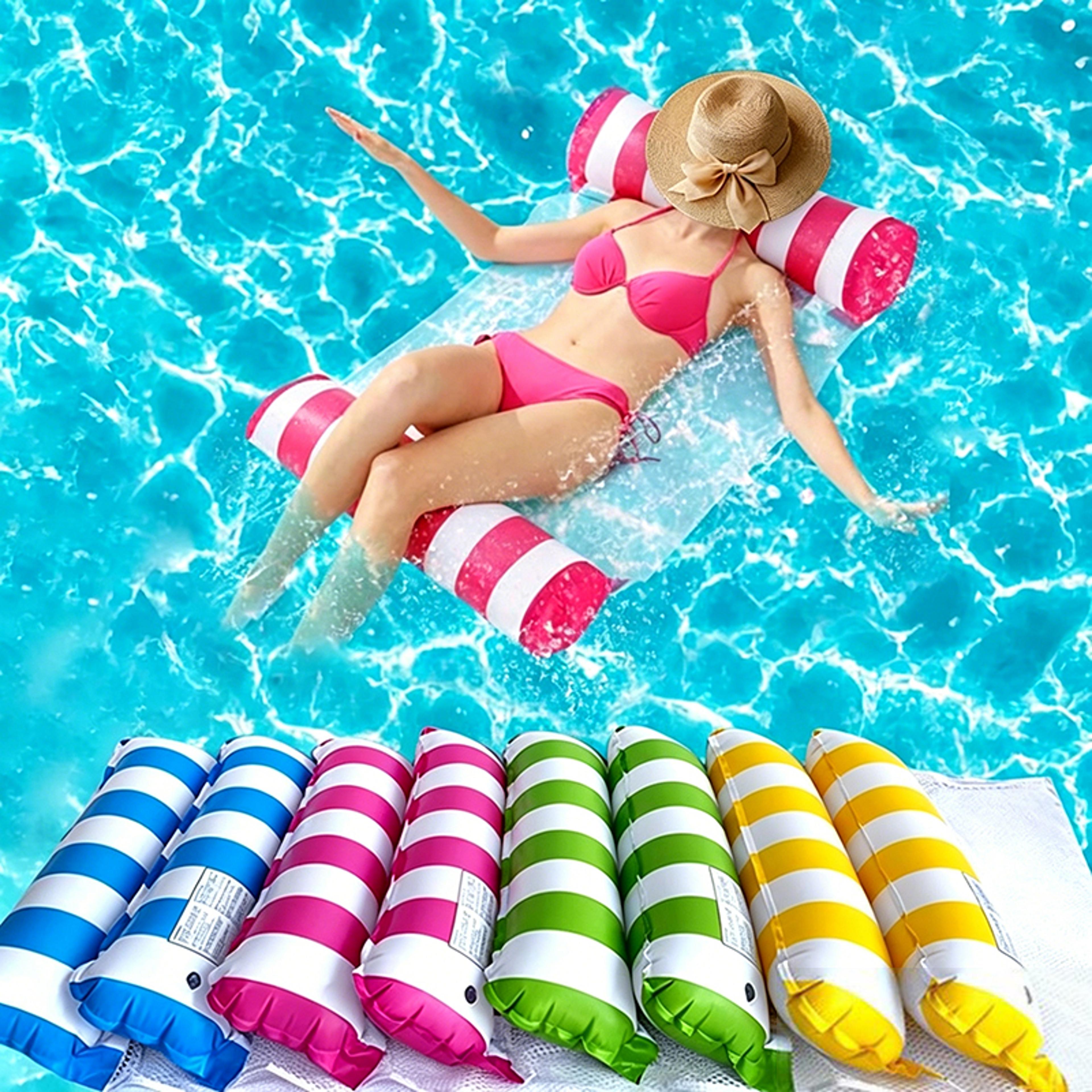 foldable inflatable pool hammock floating pool lounge chair with backrest & drainage