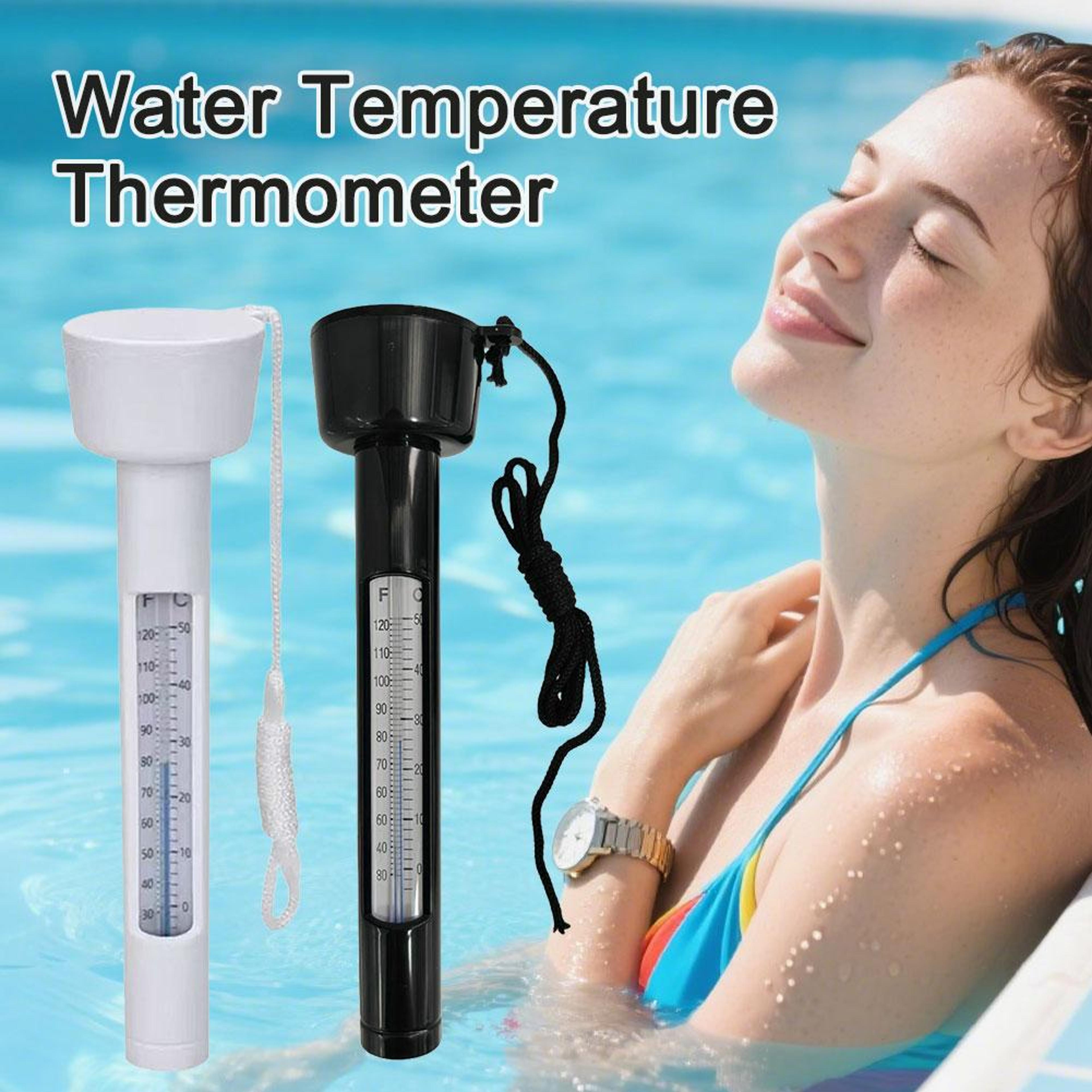 floating pool water thermometer for pools, spas & aquariums with easy read temperature scale
