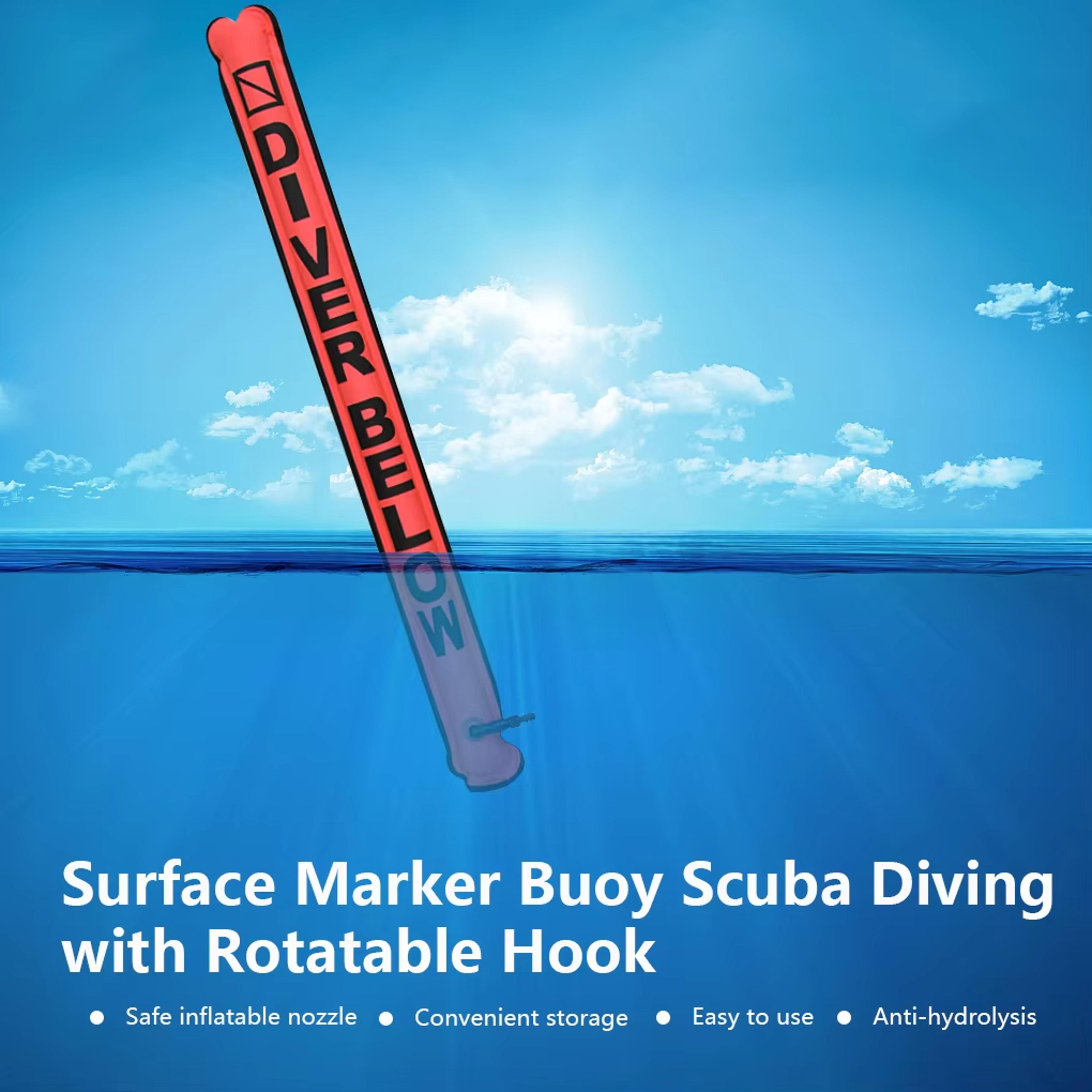 high visibility surface marker buoy for scuba diving inflatable smb safety sausage with rotatable hook