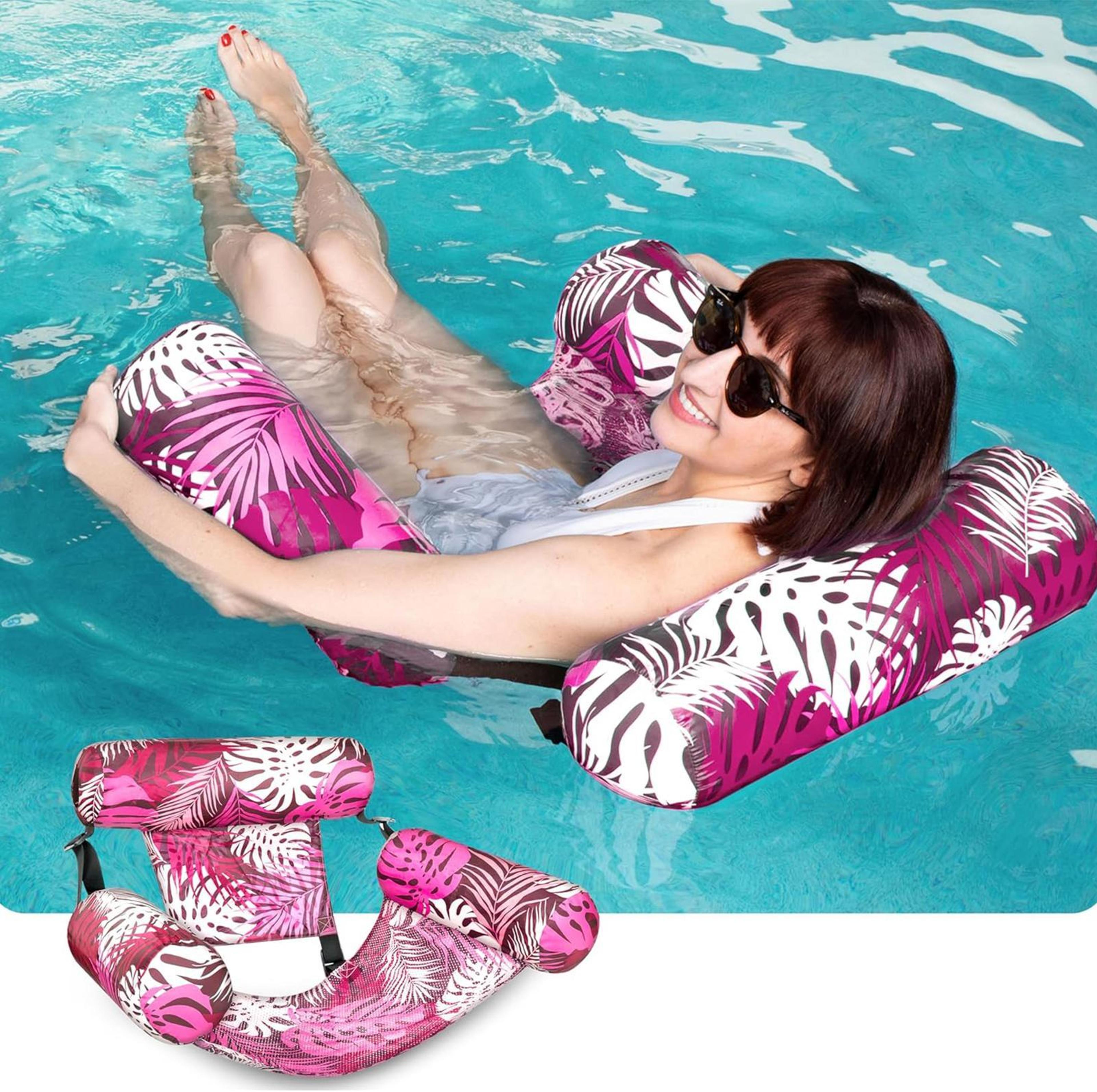 summer inflatable pool float lounge chair comfortable floating pool chair for adults, beach & lake relaxation