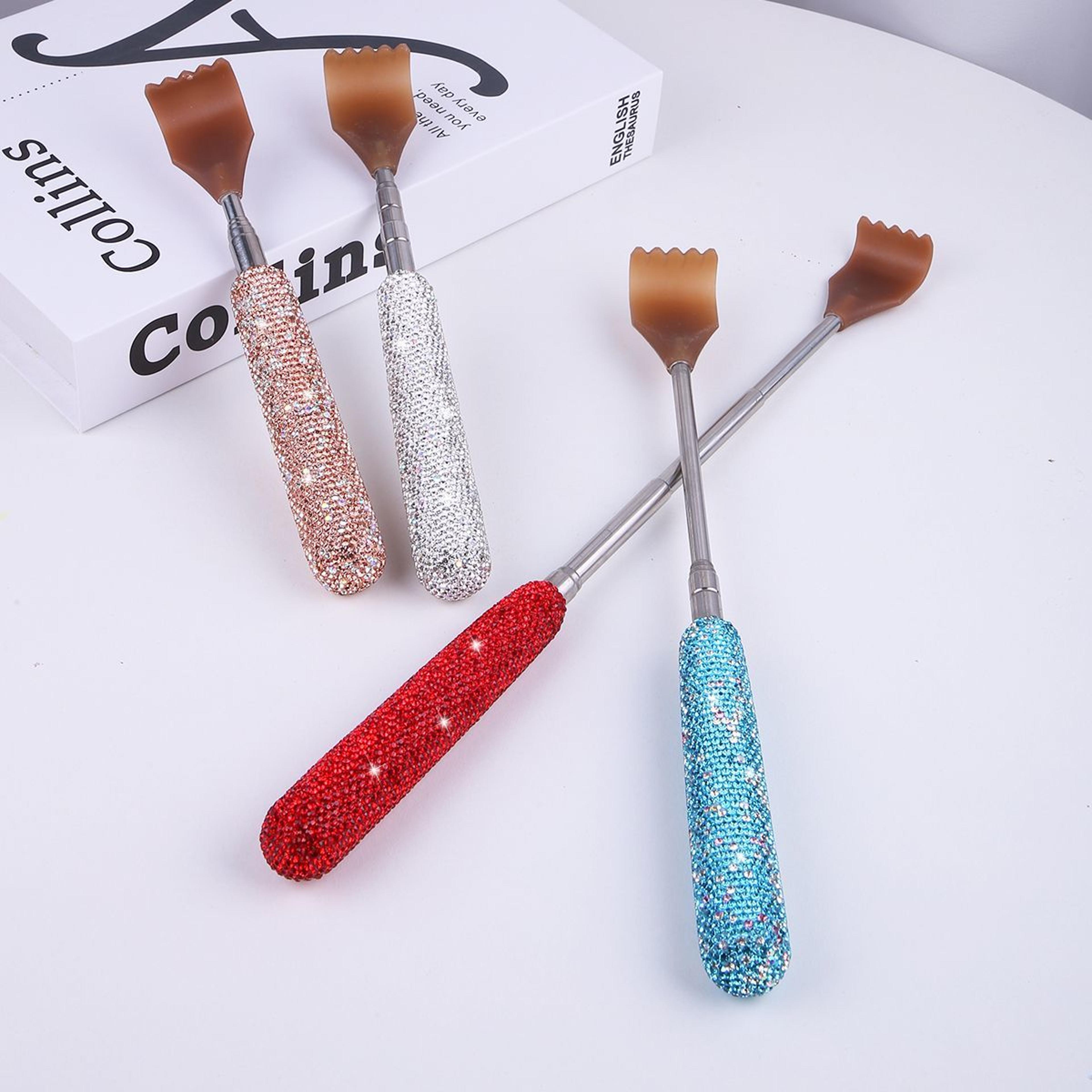 bling telescopic back scratcher with rhinestone handle extendable back massager for instant itch relief