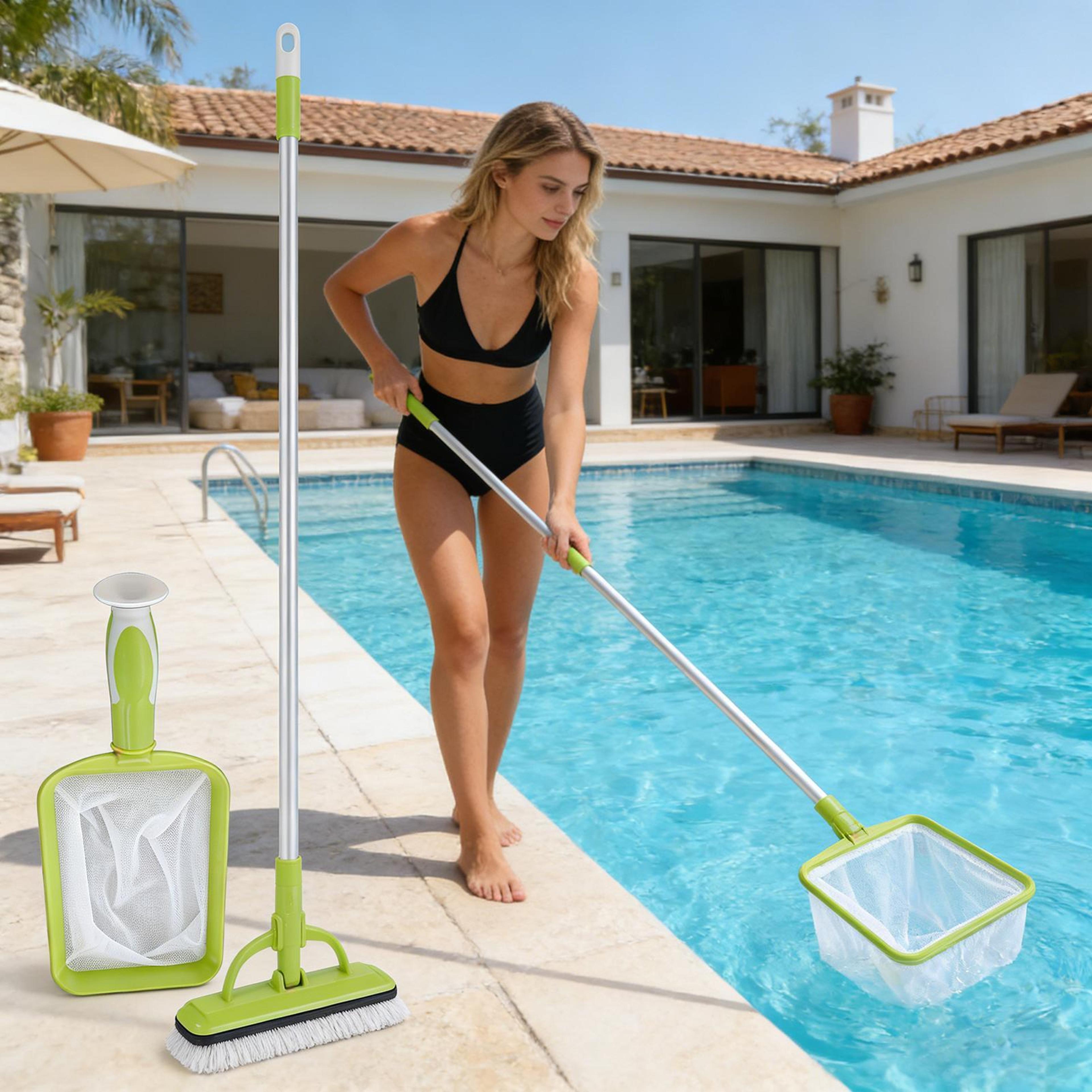 fine mesh pool skimmer net with detachable handle for pools, hot tubs, ponds & aquariums