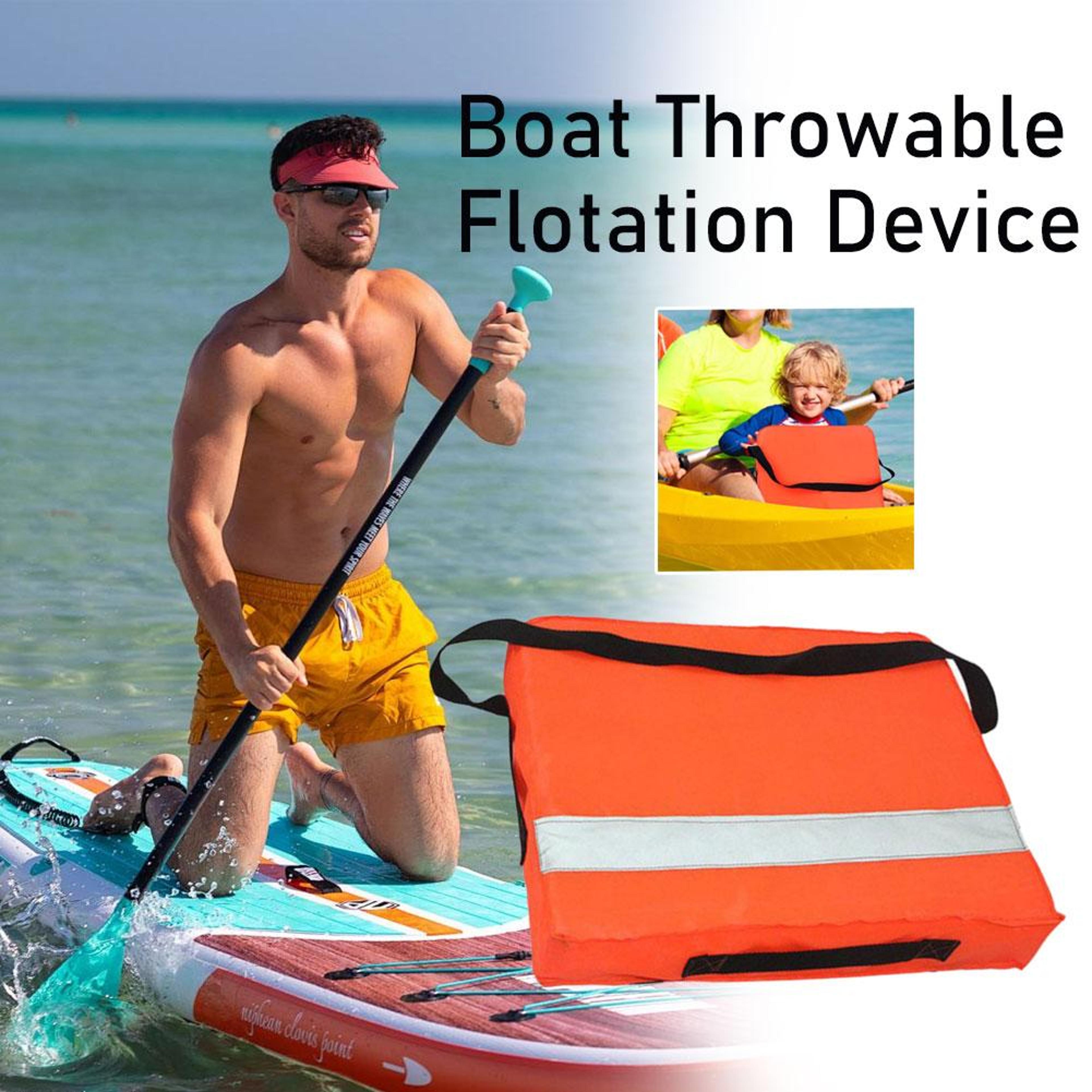 throwable flotation device boat cushion water rescue float for boating, swimming & marine safety