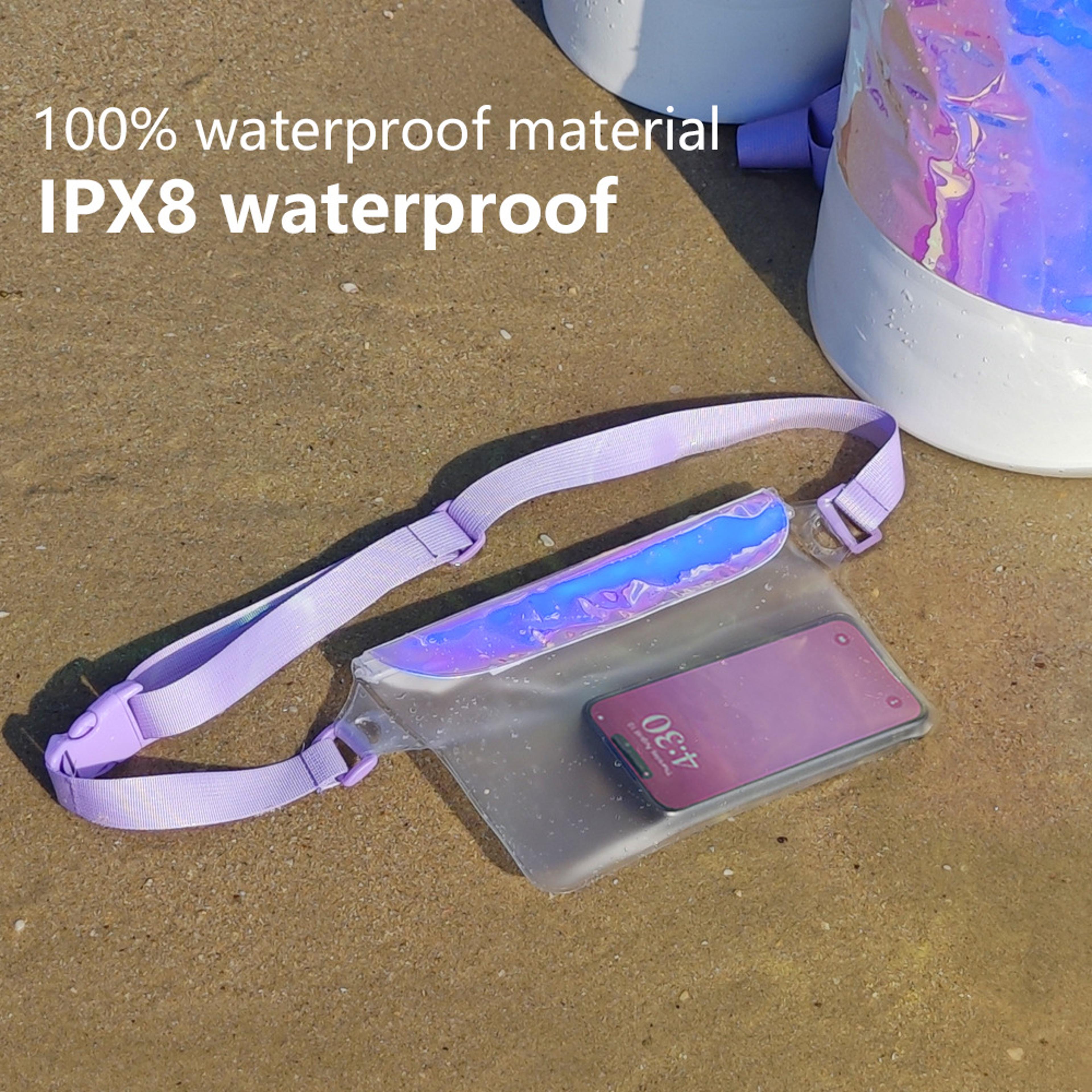 pink waterproof dry bag waist pack waterproof phone pouch for swimming, beach & water sports
