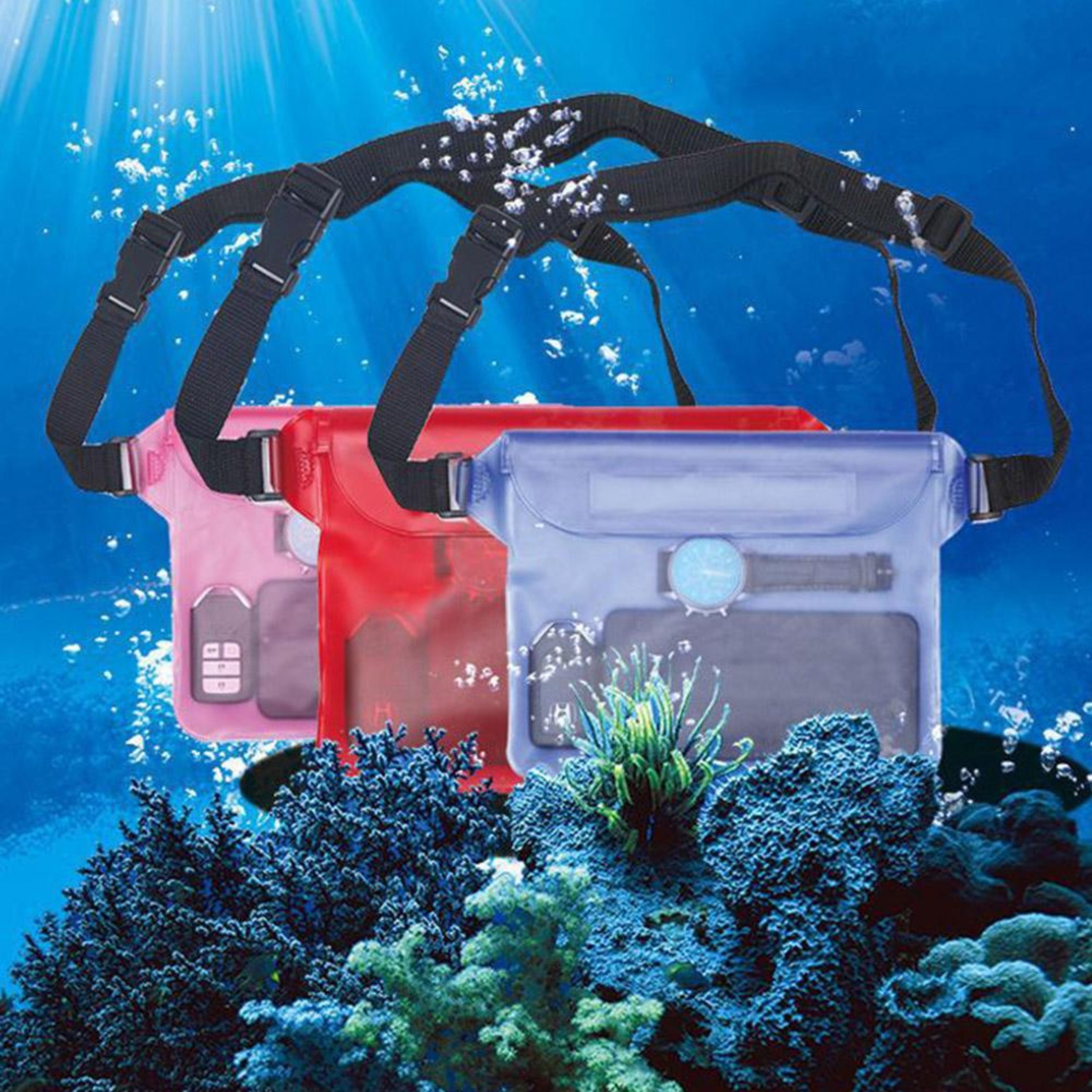 waterguard waterproof dry bag waist pack with phone pouch for swimming, beach & water sports