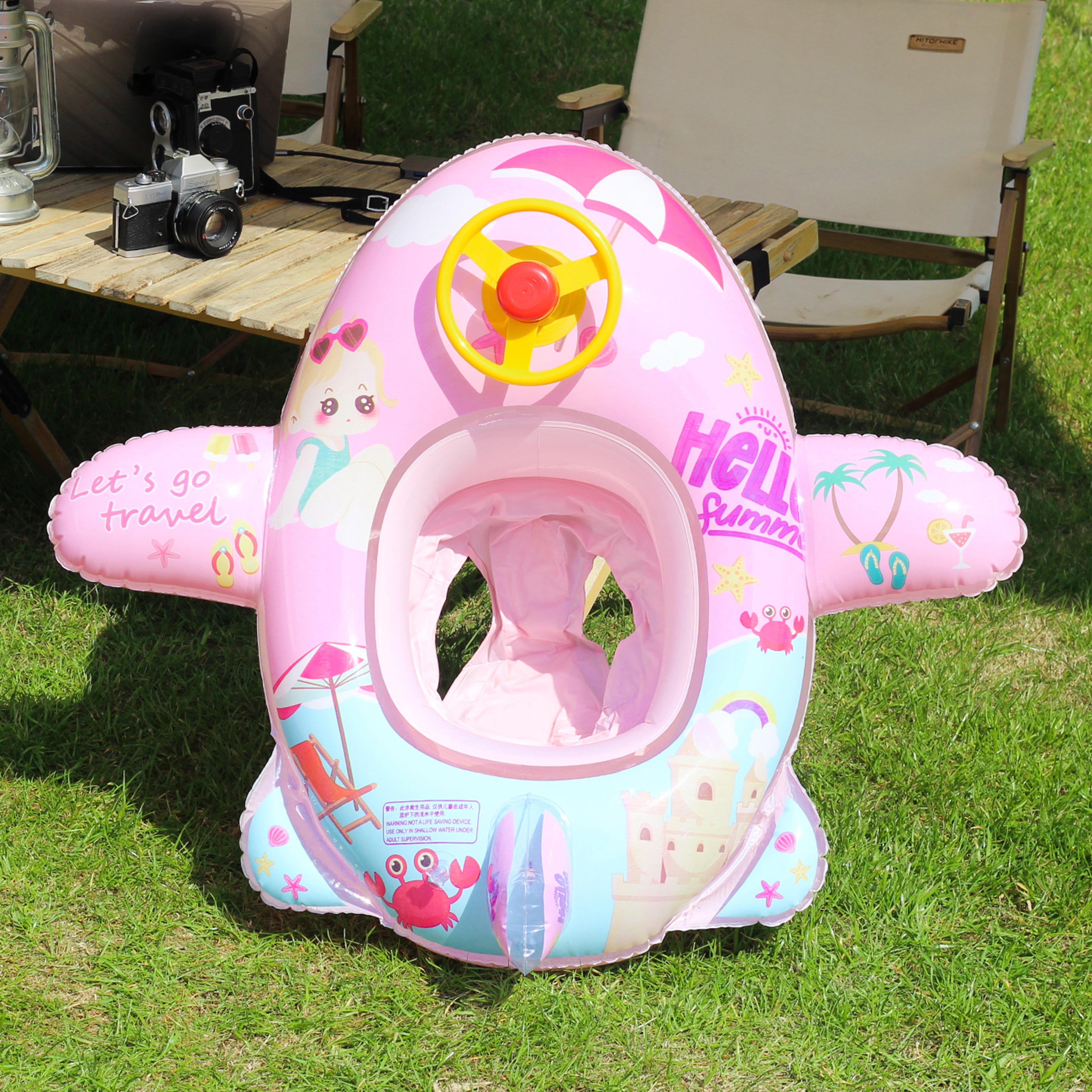 kids airplane pool float ride on with steering wheel durable inflatable pool float for summer fun