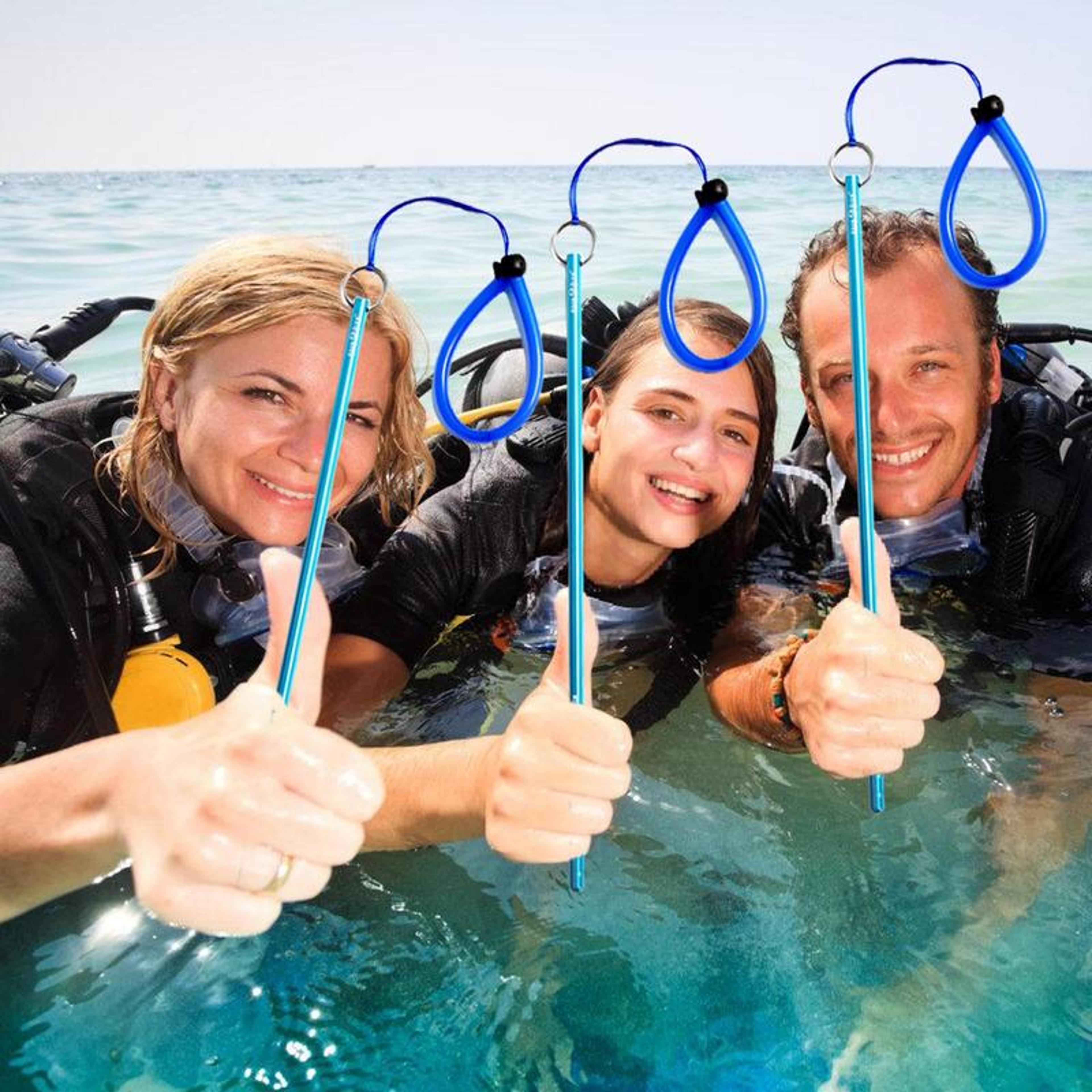 scuba diving pointer & underwater noise maker stick with wrist strap for safe underwater exploration