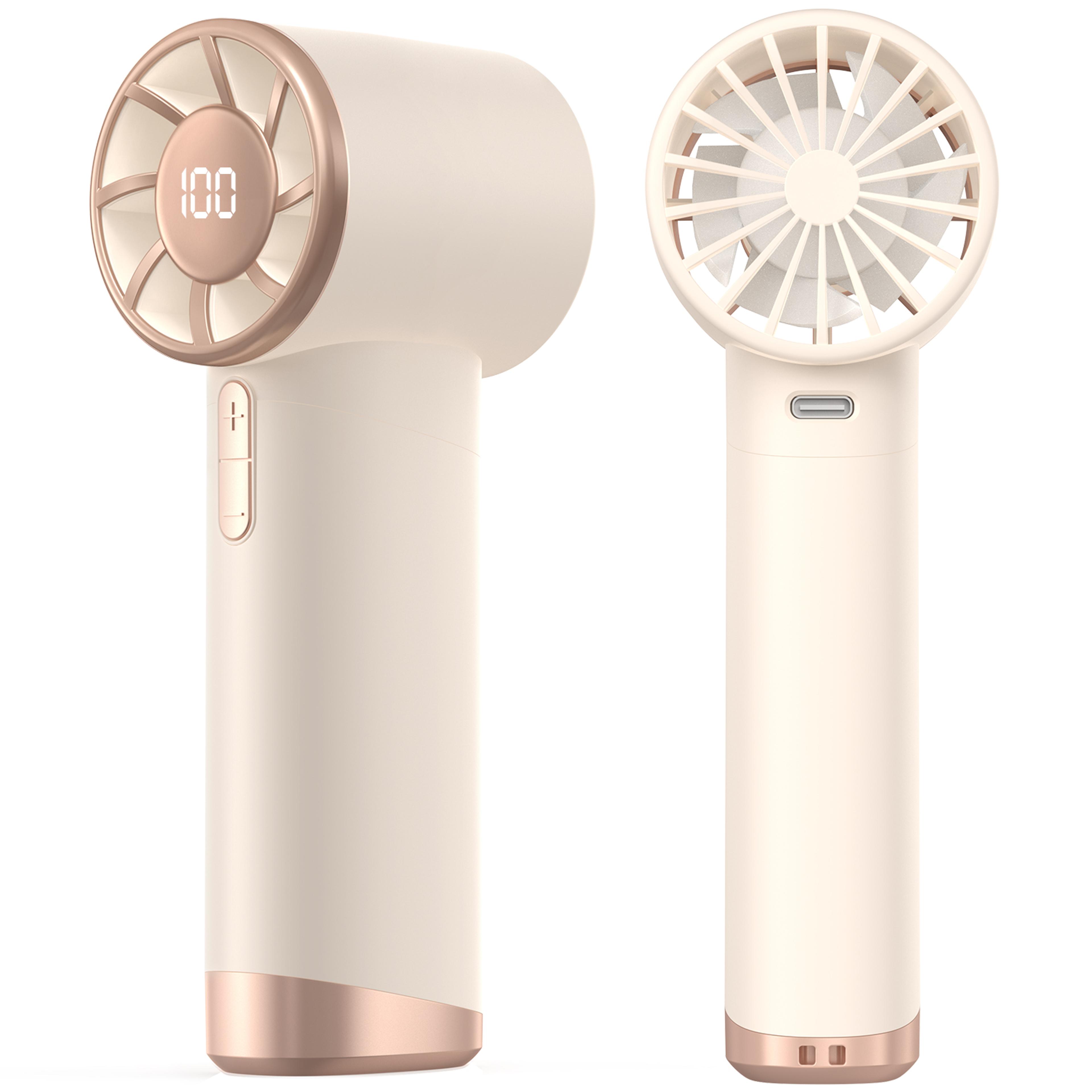 portable handheld fan with speed turbo control, digital display & rechargeable battery