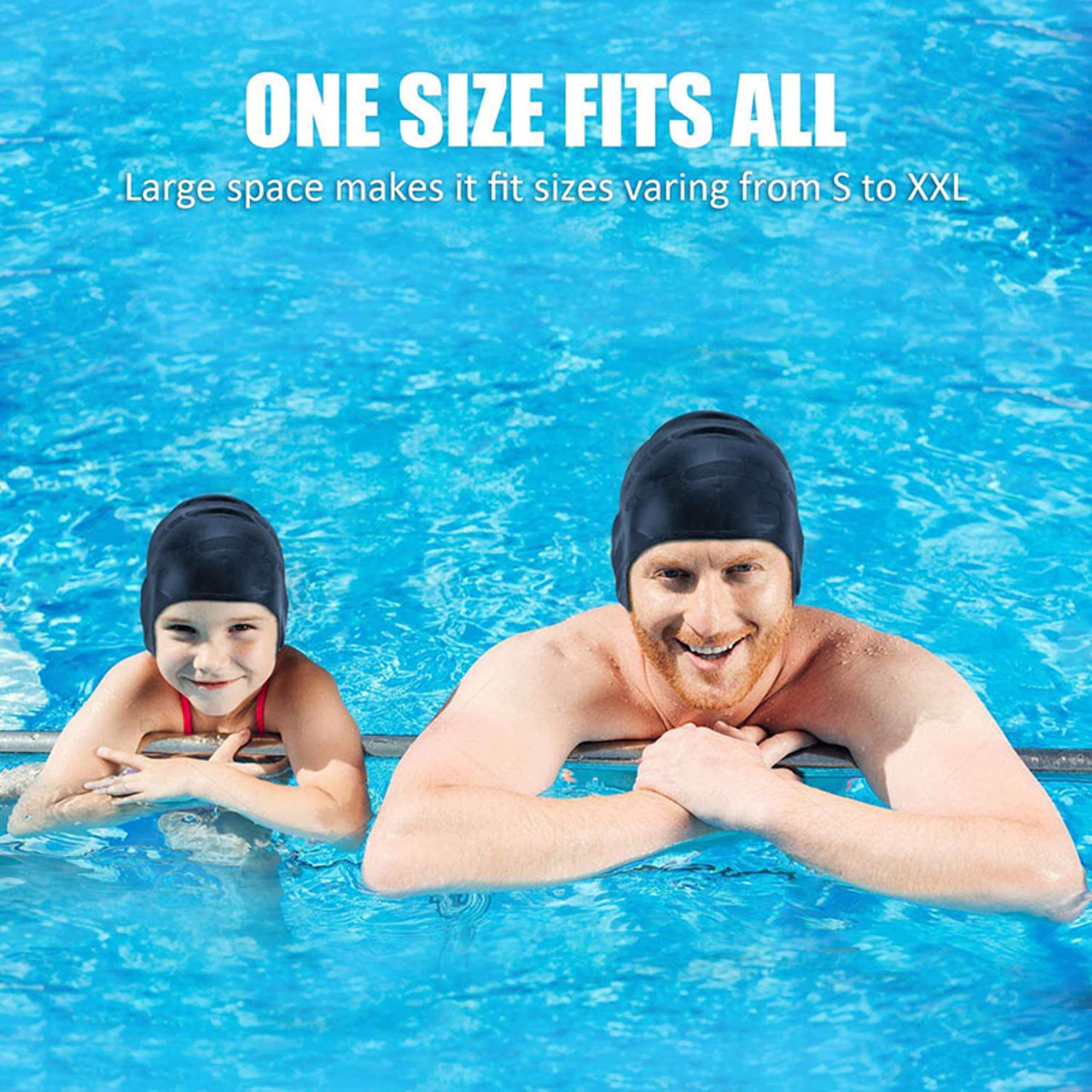 silicone swim cap with ear protection waterproof adult swimming cap for long & short hair