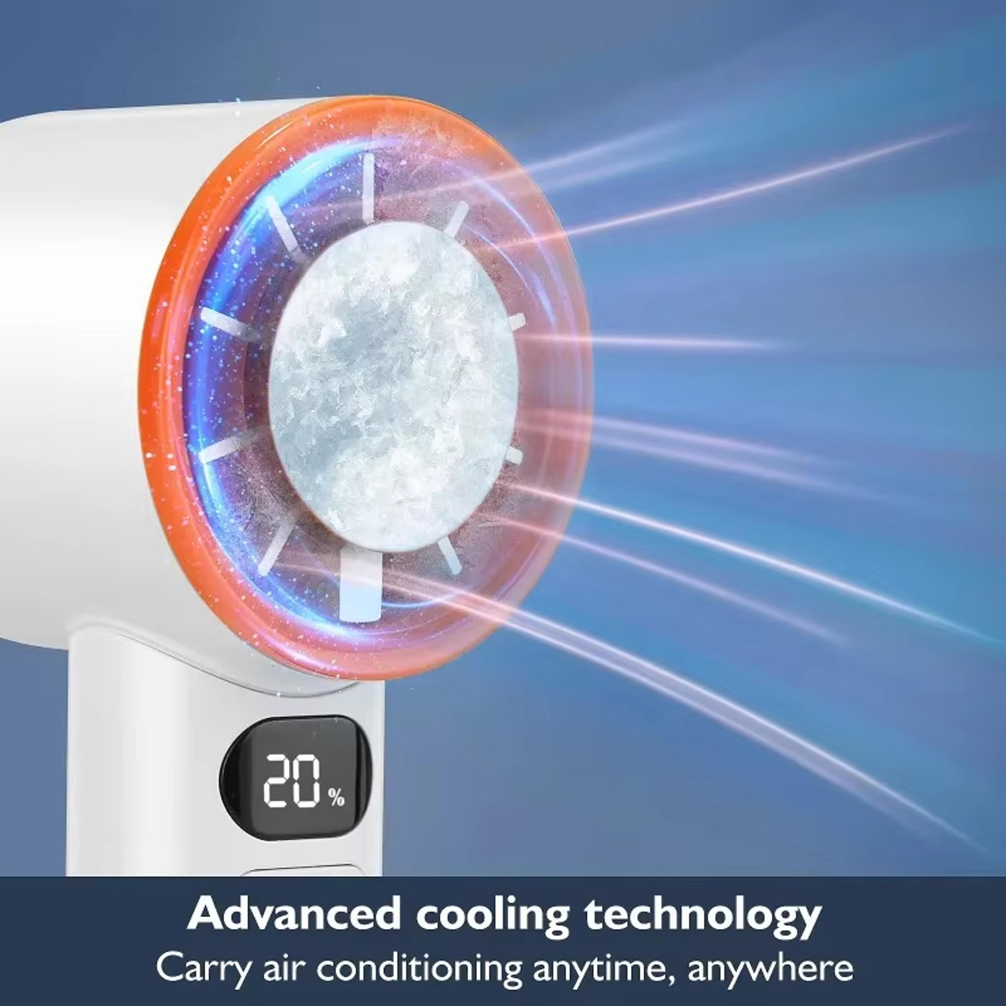 lenovo handheld mini fan with ice cooling plate, battery & led display