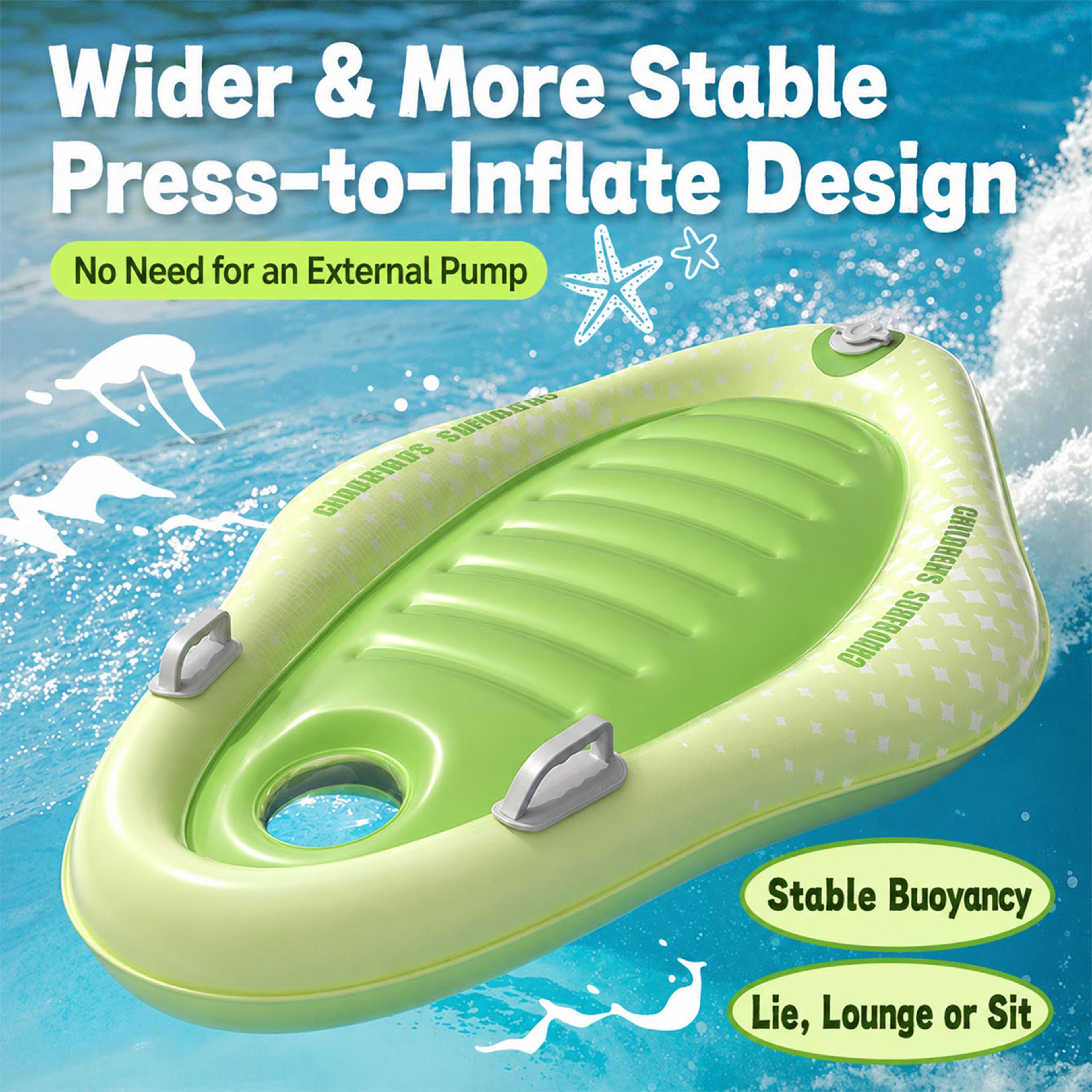 inflatable kickboard pool float board with built in pump & viewing window