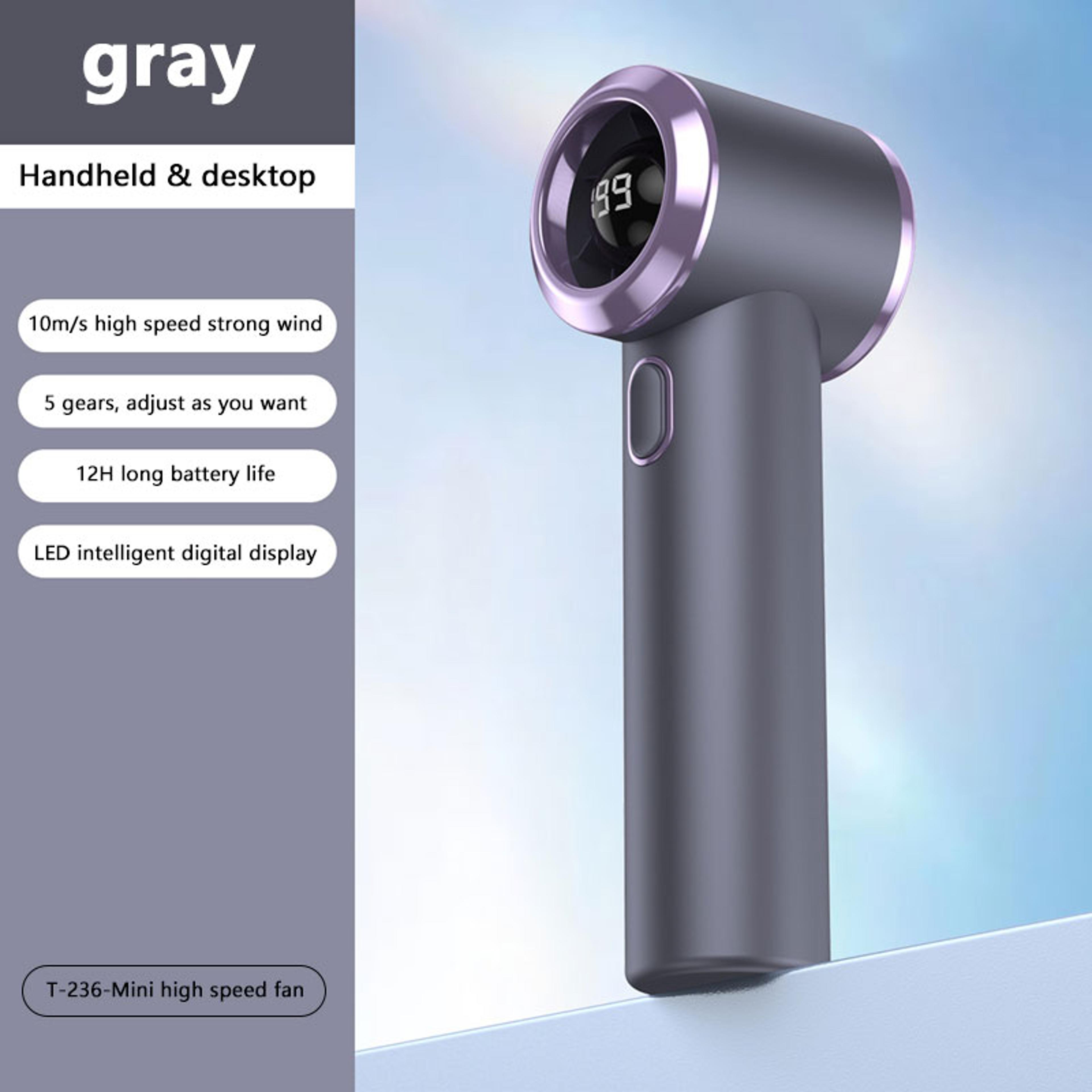 lenovo portable handheld fan usb rechargeable mini desk fan with led display, speed levels & battery