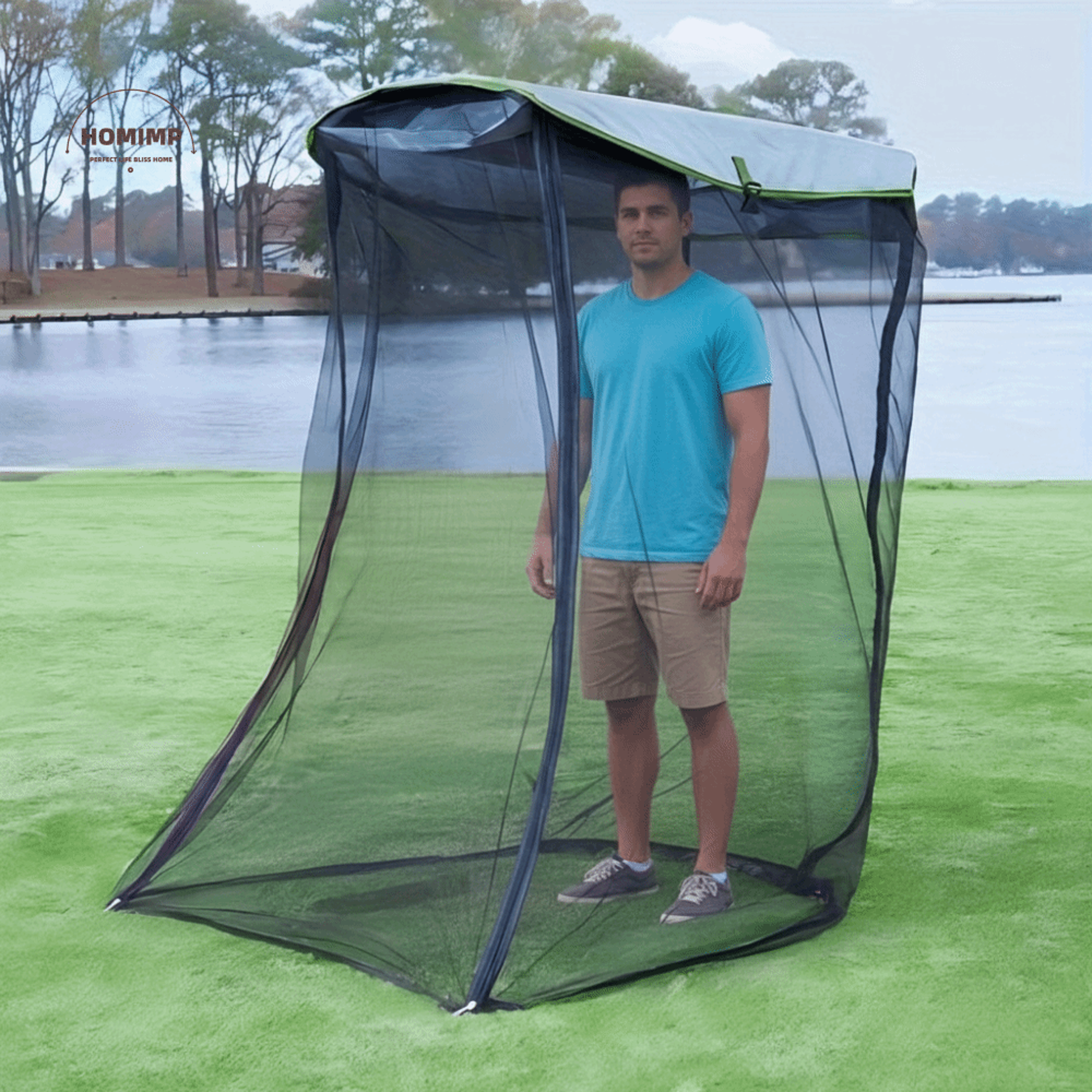 portable hiking mosquito net bug mesh tent with zipper foldable camping insect shelter
