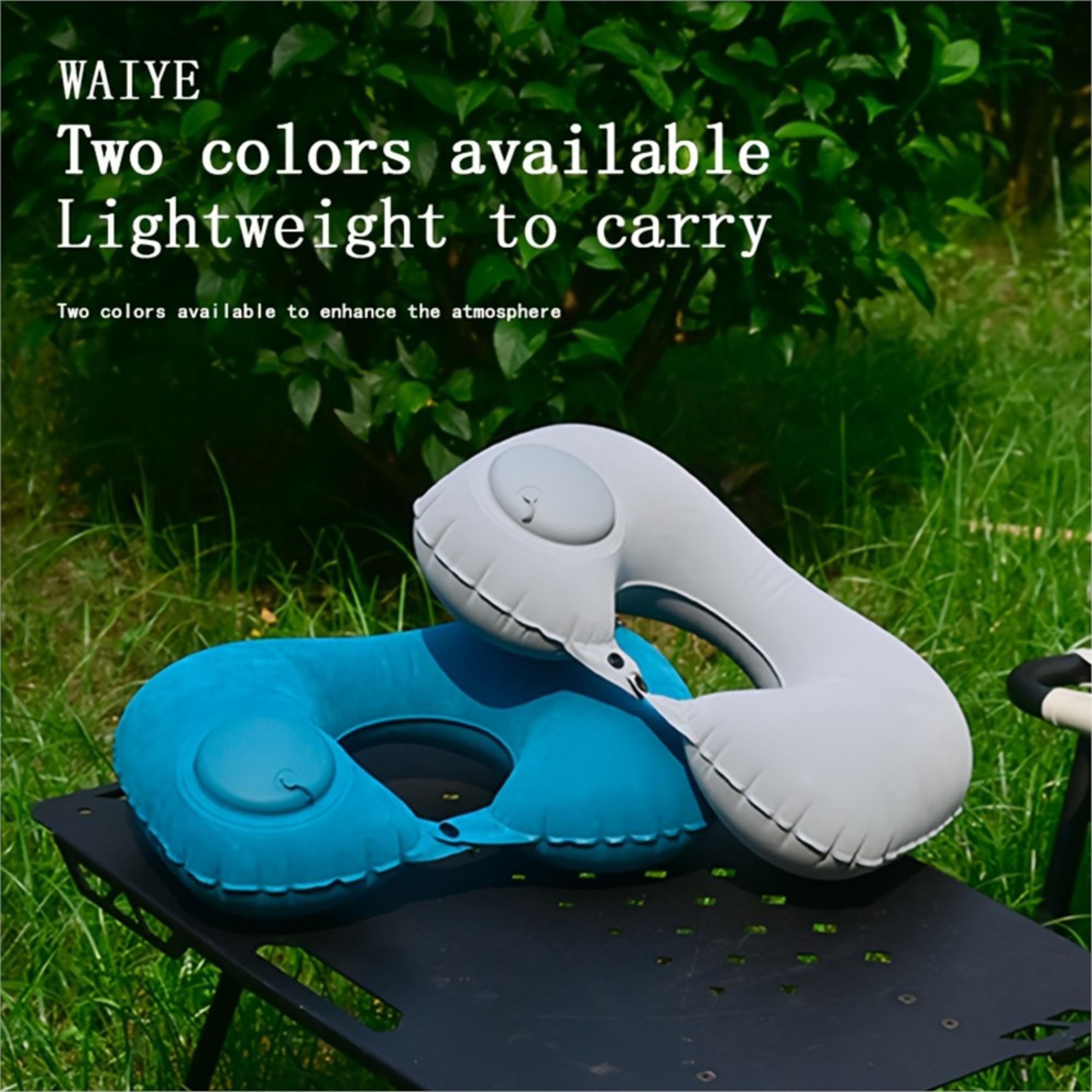 portable inflatable travel pillow foldable u shaped neck pillow for camping, flights & road trips