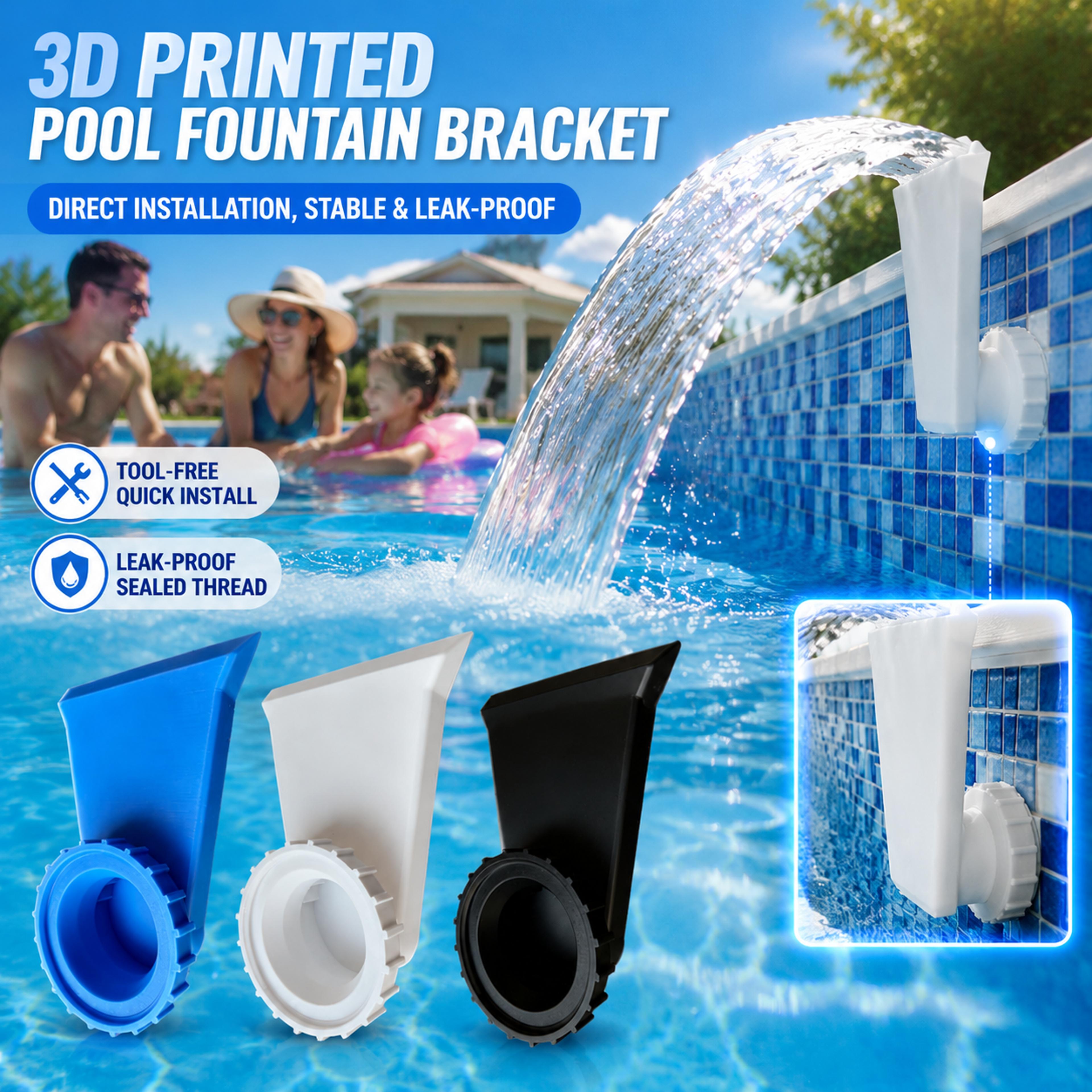quick install pool fountain waterfall nozzle bracket with leak proof thread for swimming pools