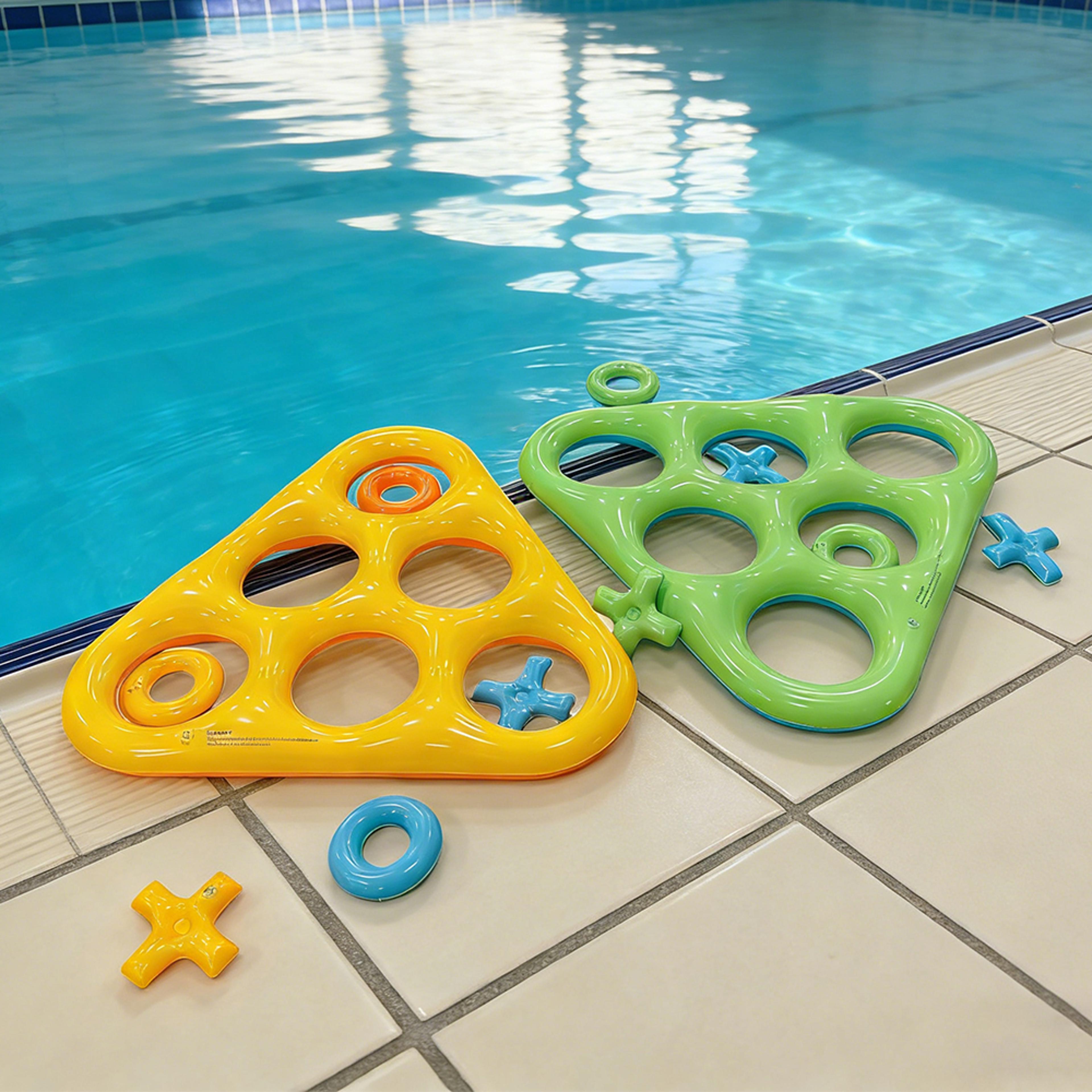inflatable pool game set floating pool game tic tac toe water toss game for family pool parties