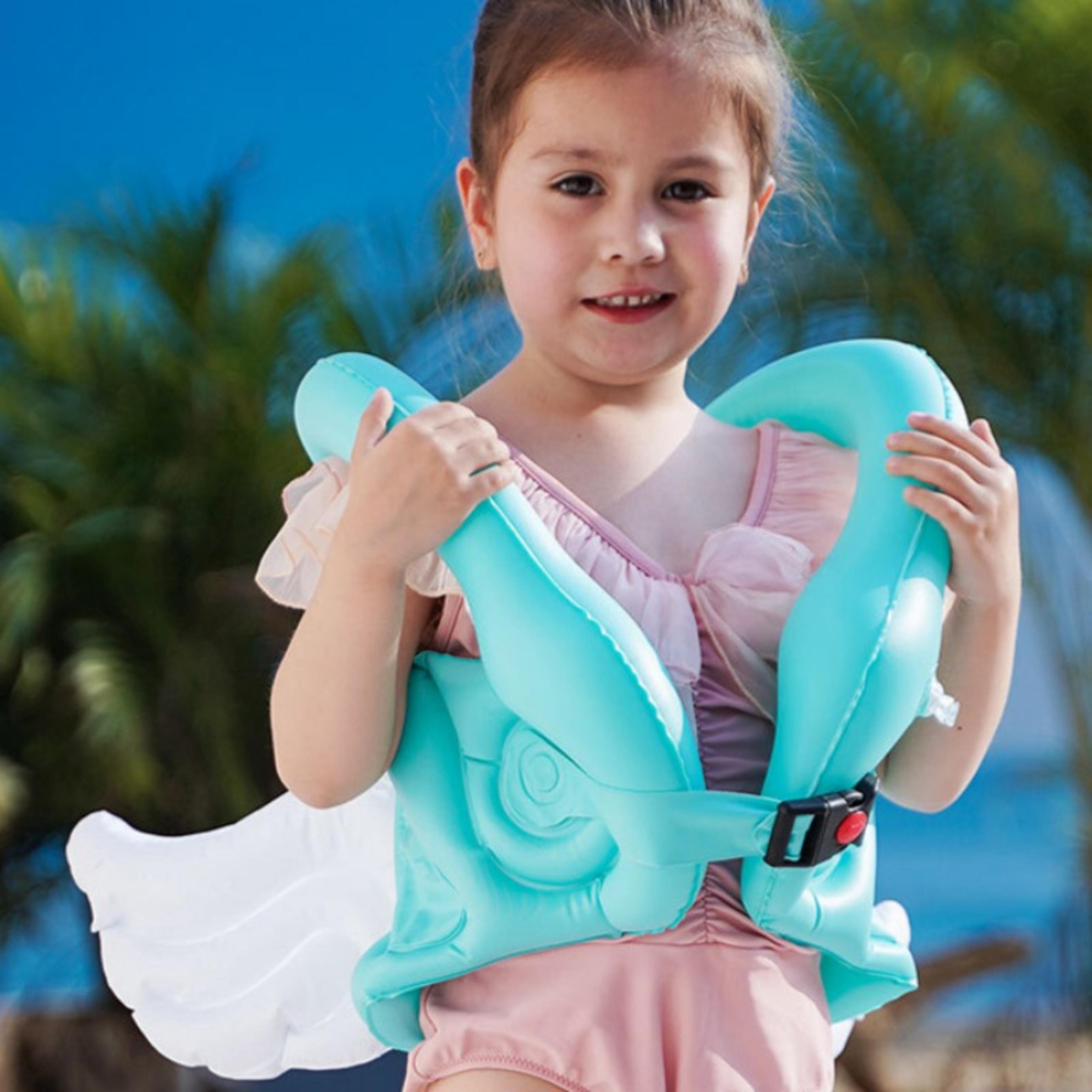 angel wing kids swim arm bands & children's swim vest inflatable swim floaties for pool & beach fun
