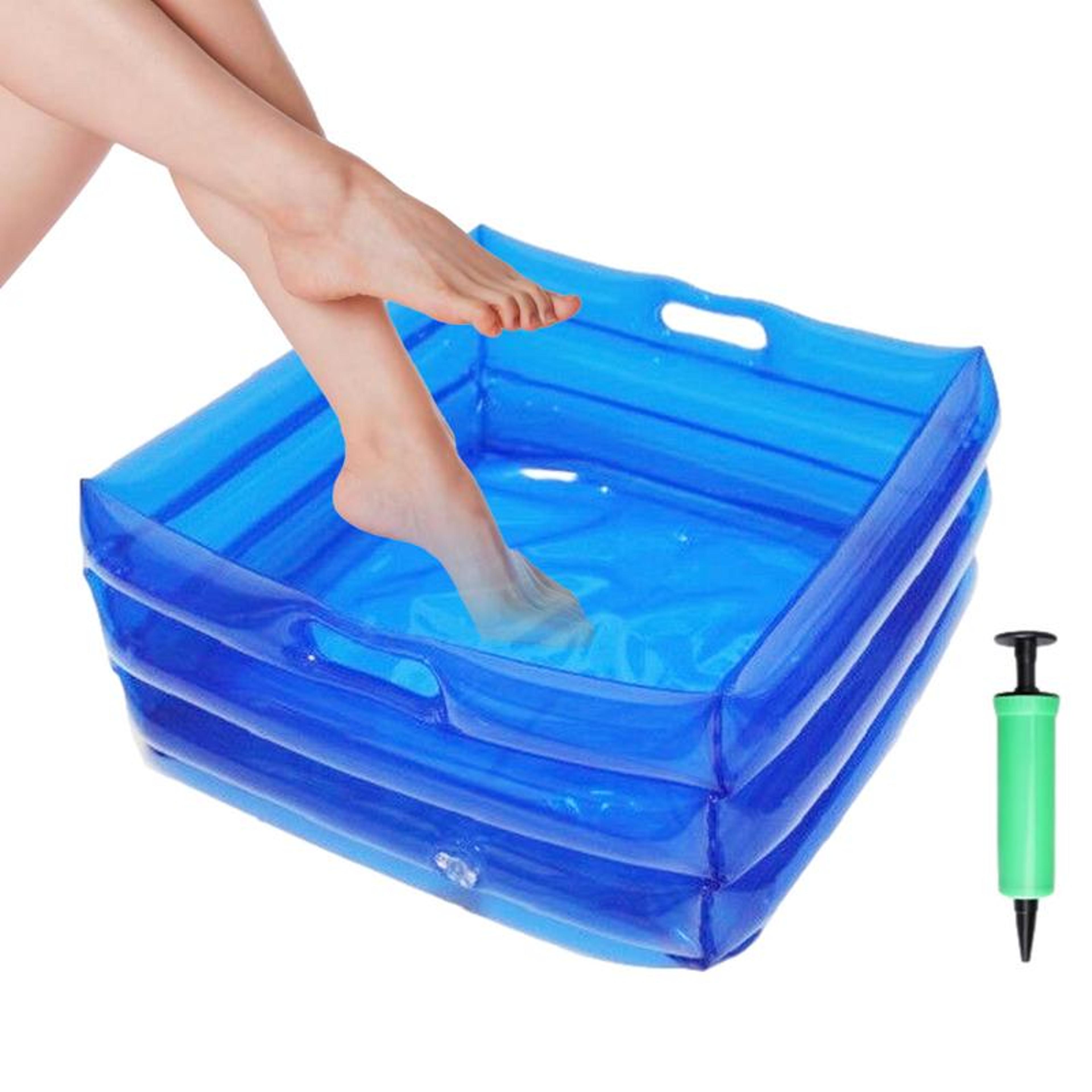 portable inflatable foot bath collapsible pool foot wash basin for beach, camping & home