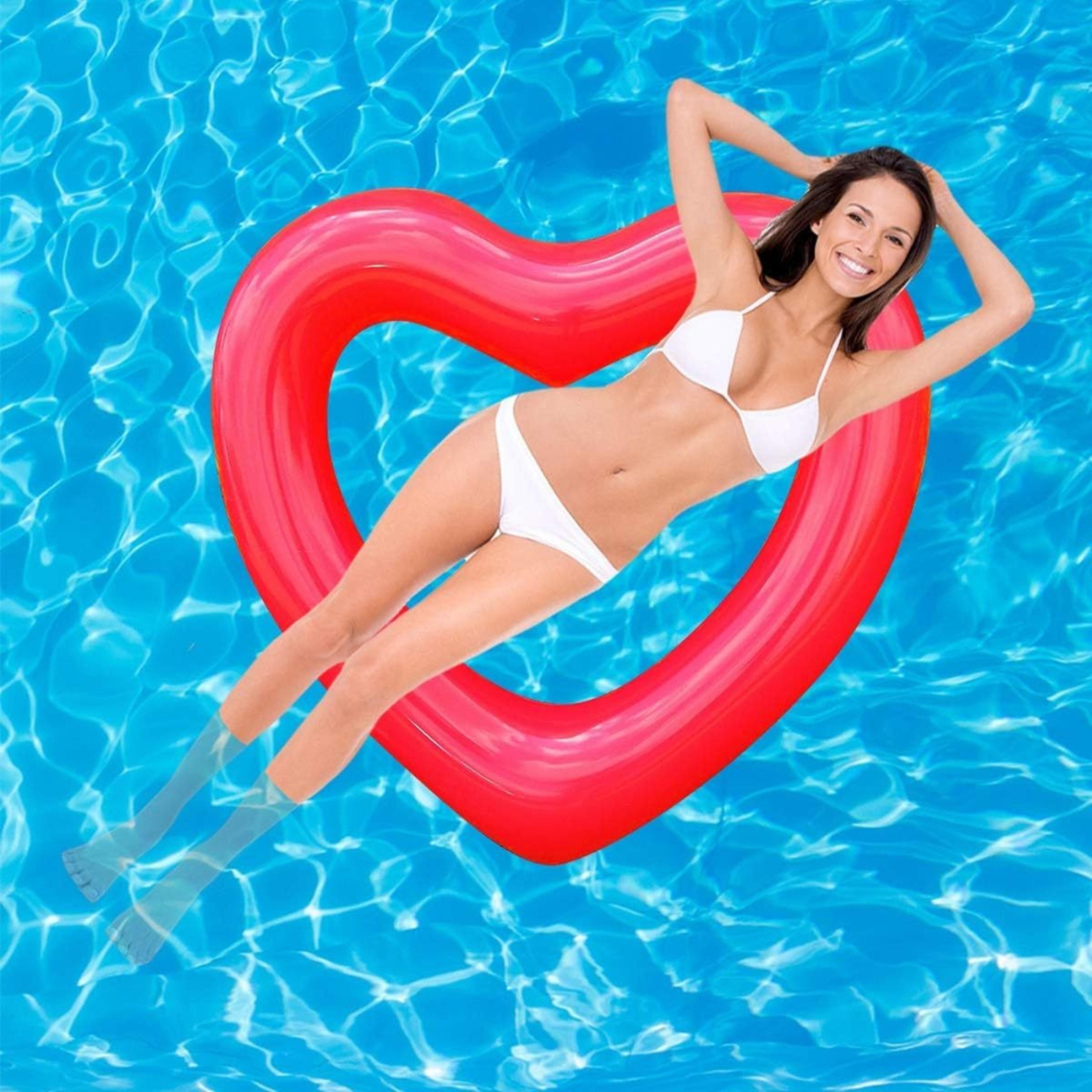 heart pool float inflatable swim ring for adults, romantic summer beach & pool party lounger