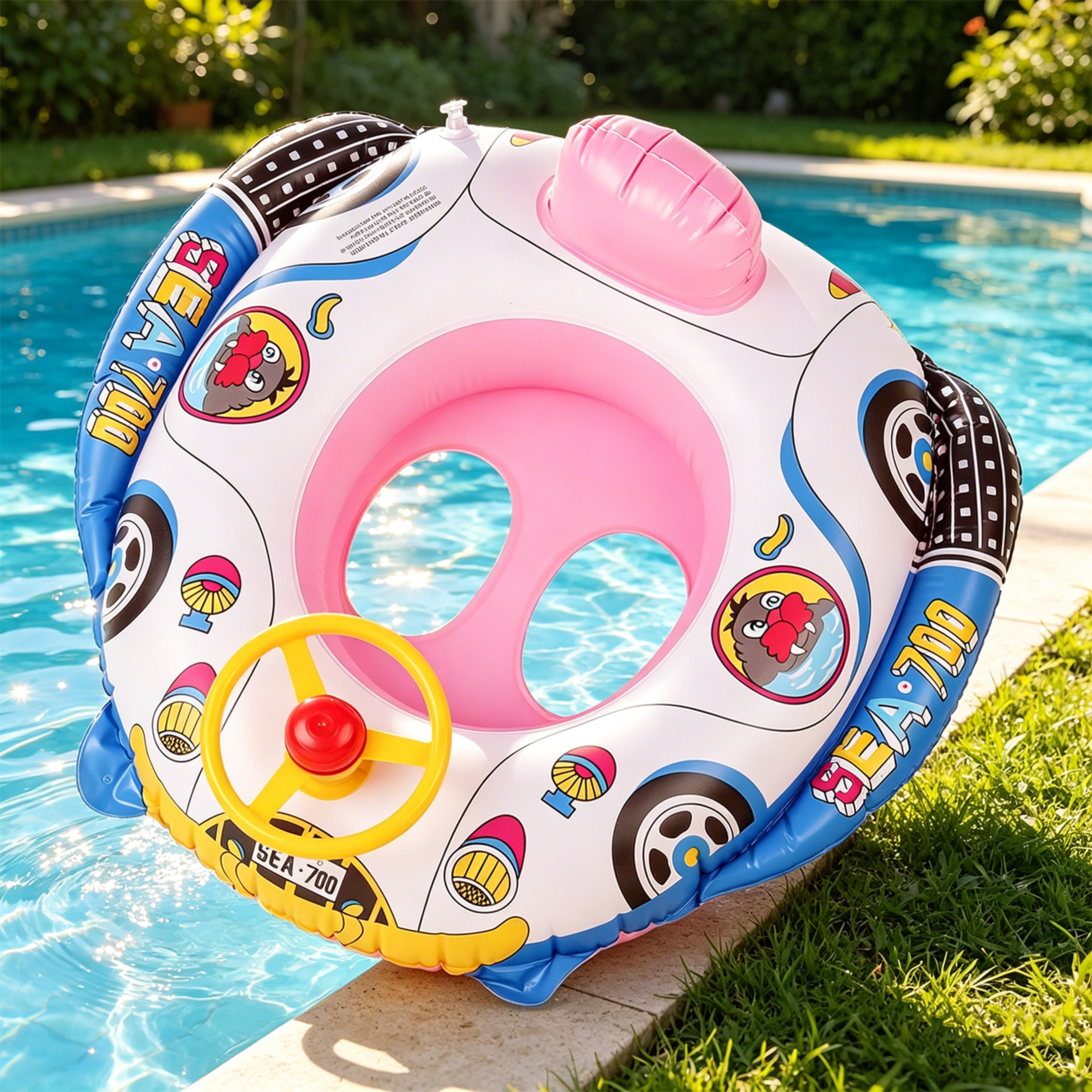 inflatable pool float pvc swim lounger air mattress for pool, lake & beach relaxation