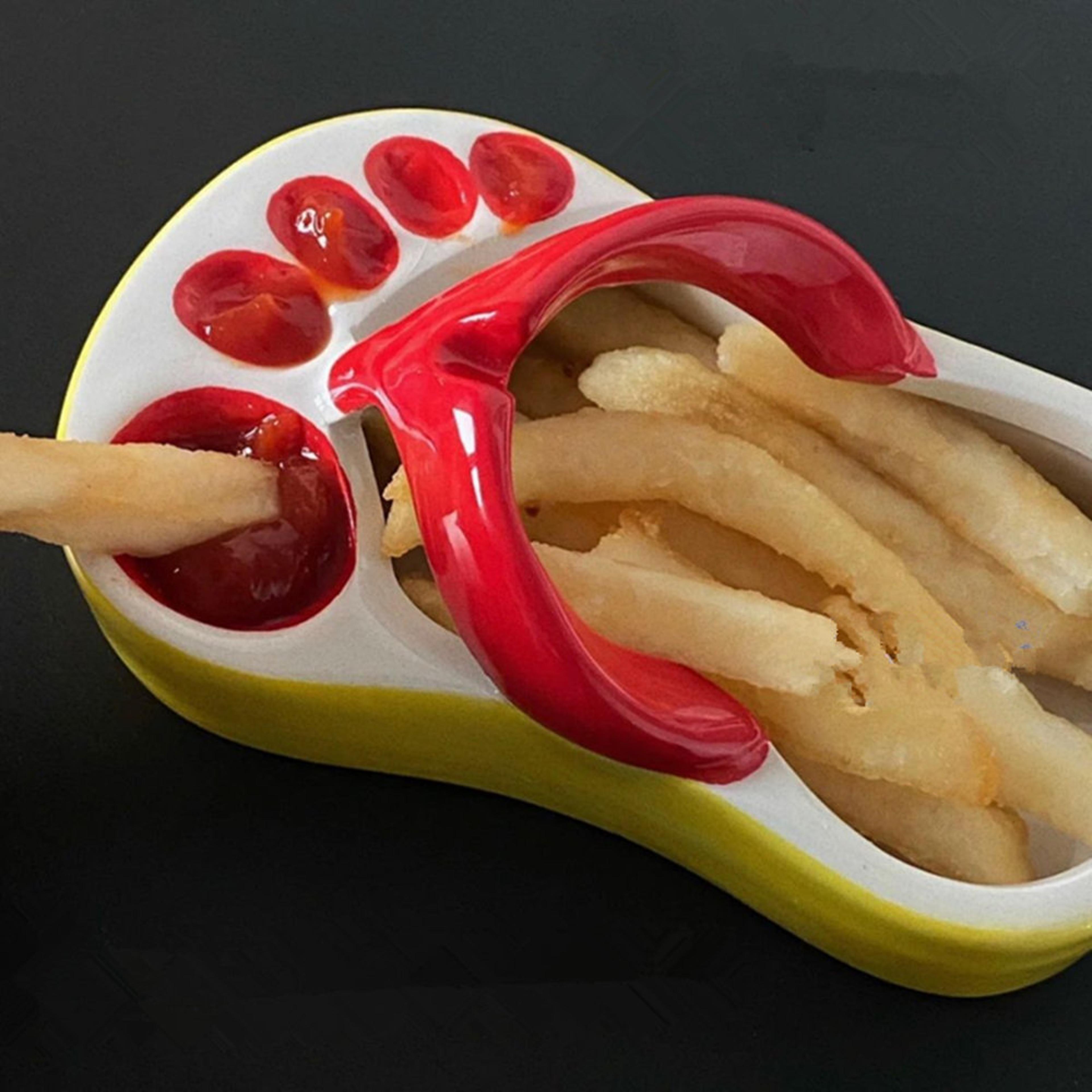 funny slipper french fries plate creative ceramic serving dish & french fry holder
