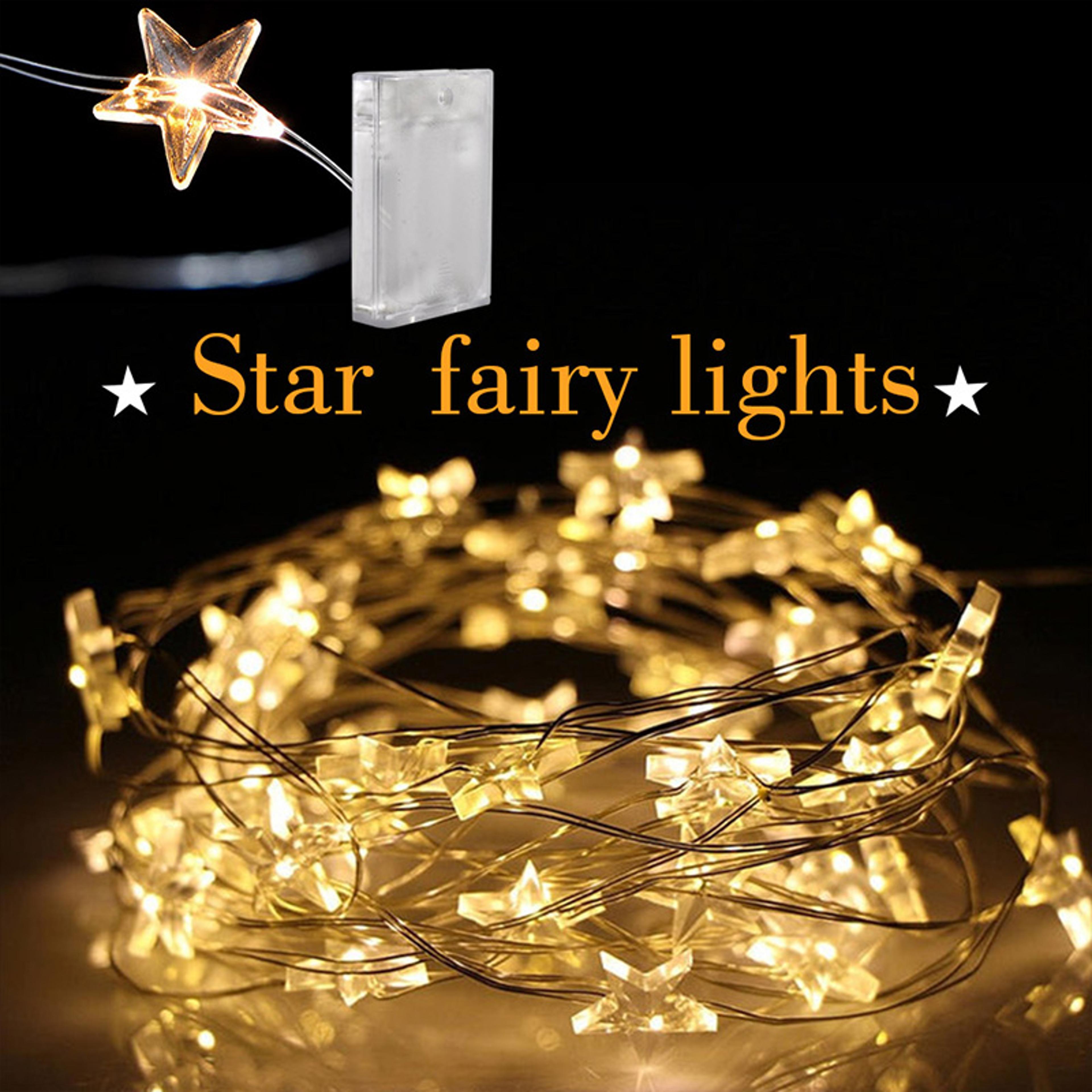 glowstar star fairy lights battery operated led string lights for bedroom, garden & party decor