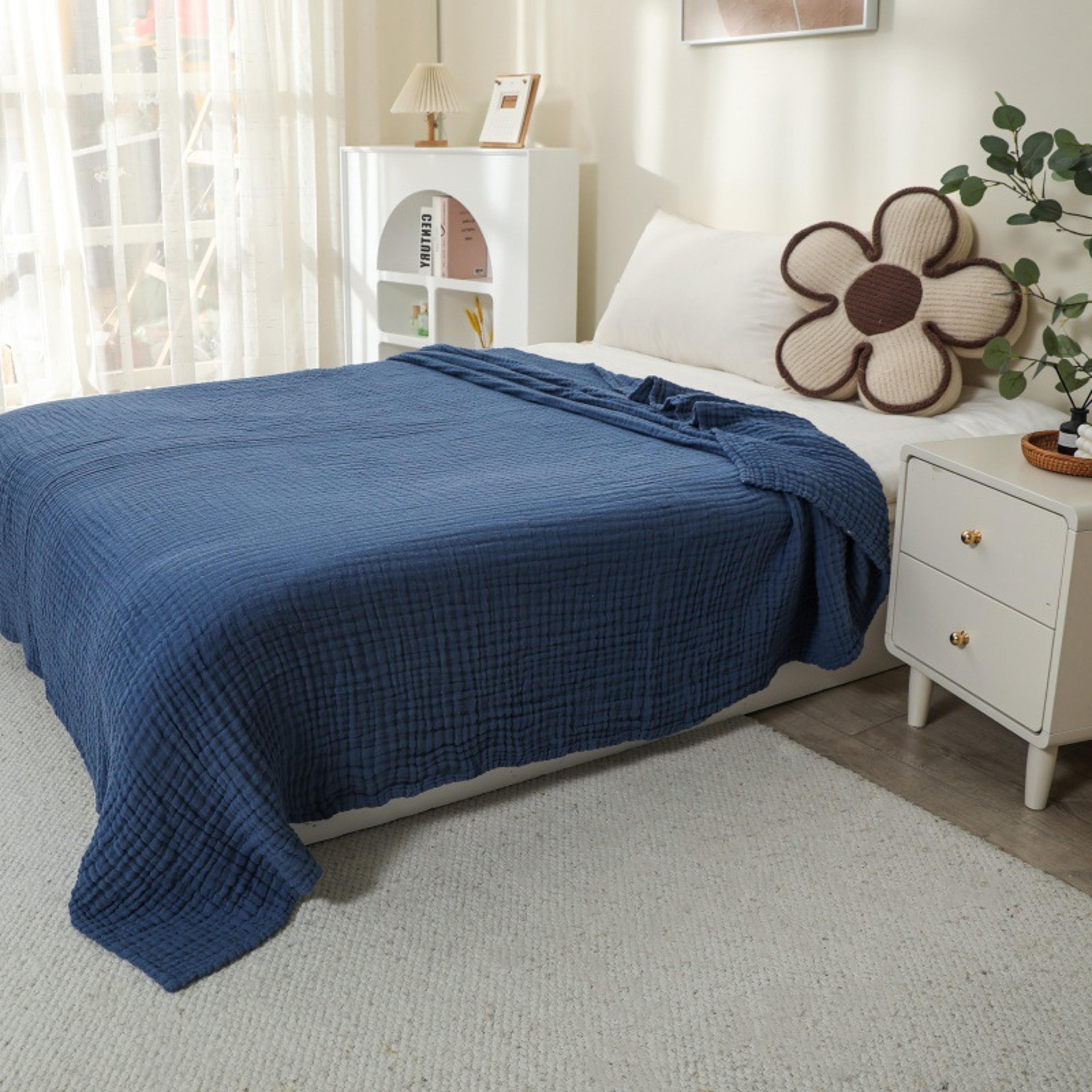 cotton gauze blanket soft breathable muslin throw blanket for bed, sofa & summer comfort