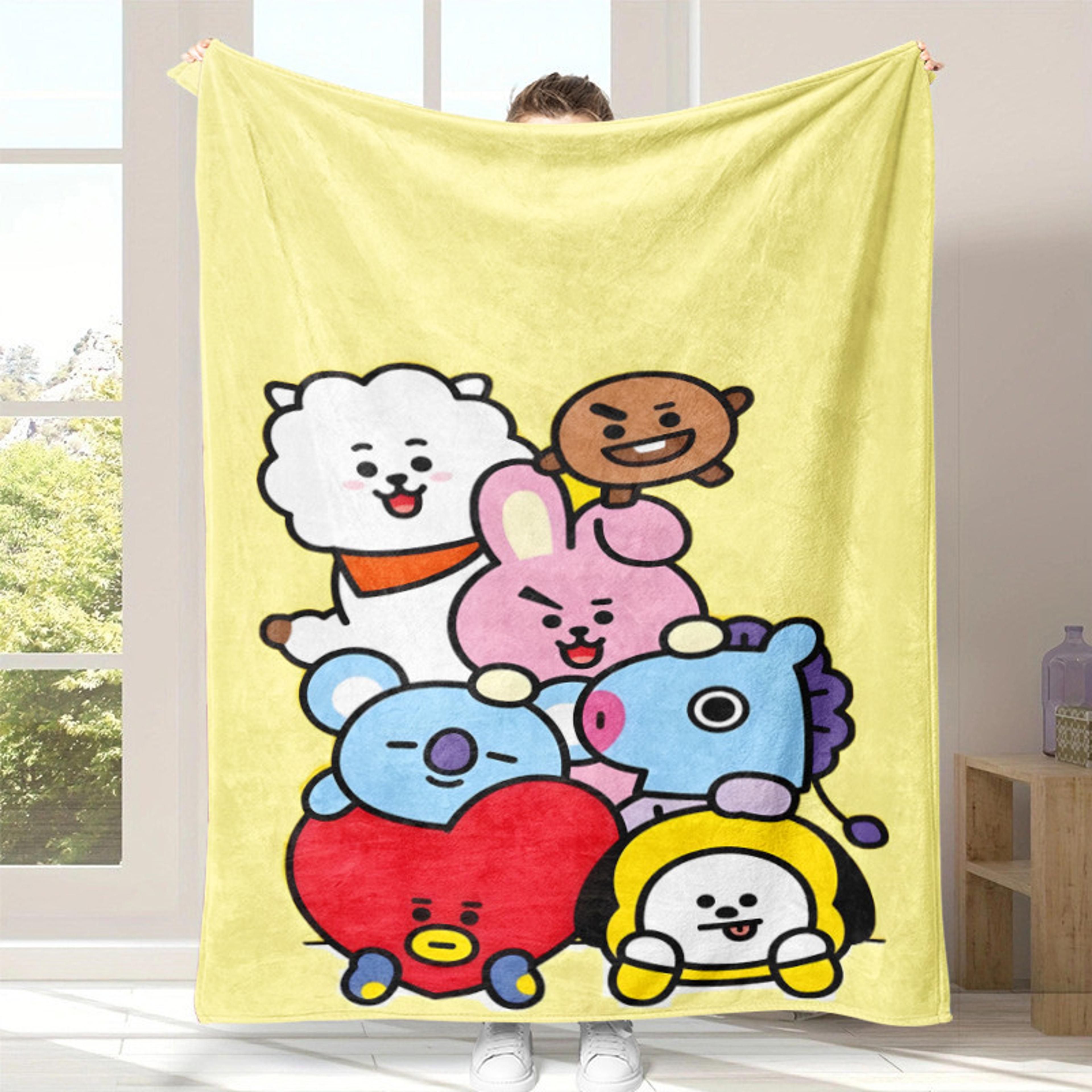 bts cozy flannel throw blanket soft bts blanket for sofa, bed & k pop fans
