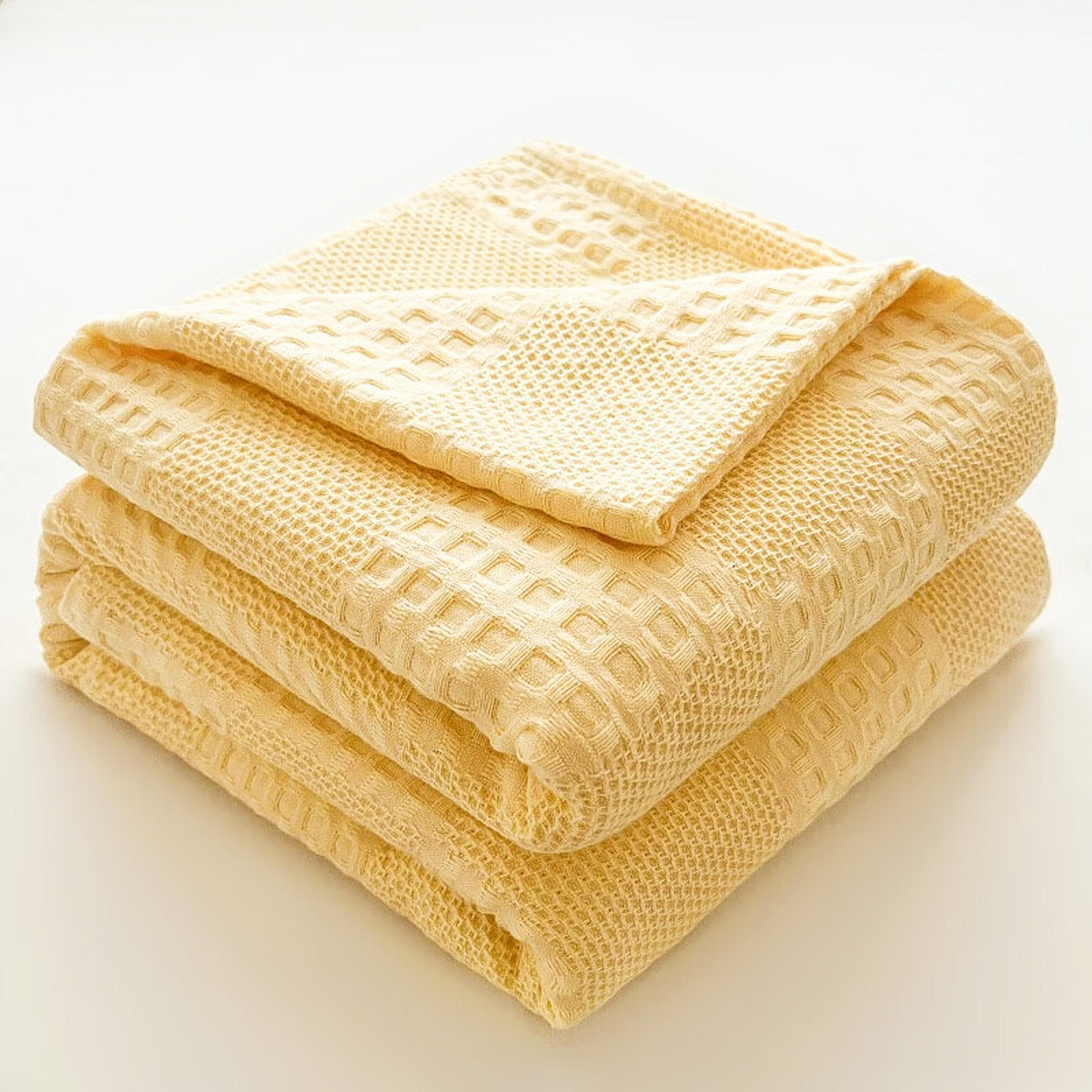 softnest cotton throw blanket waffle blanket for bed, couch & all season comfort
