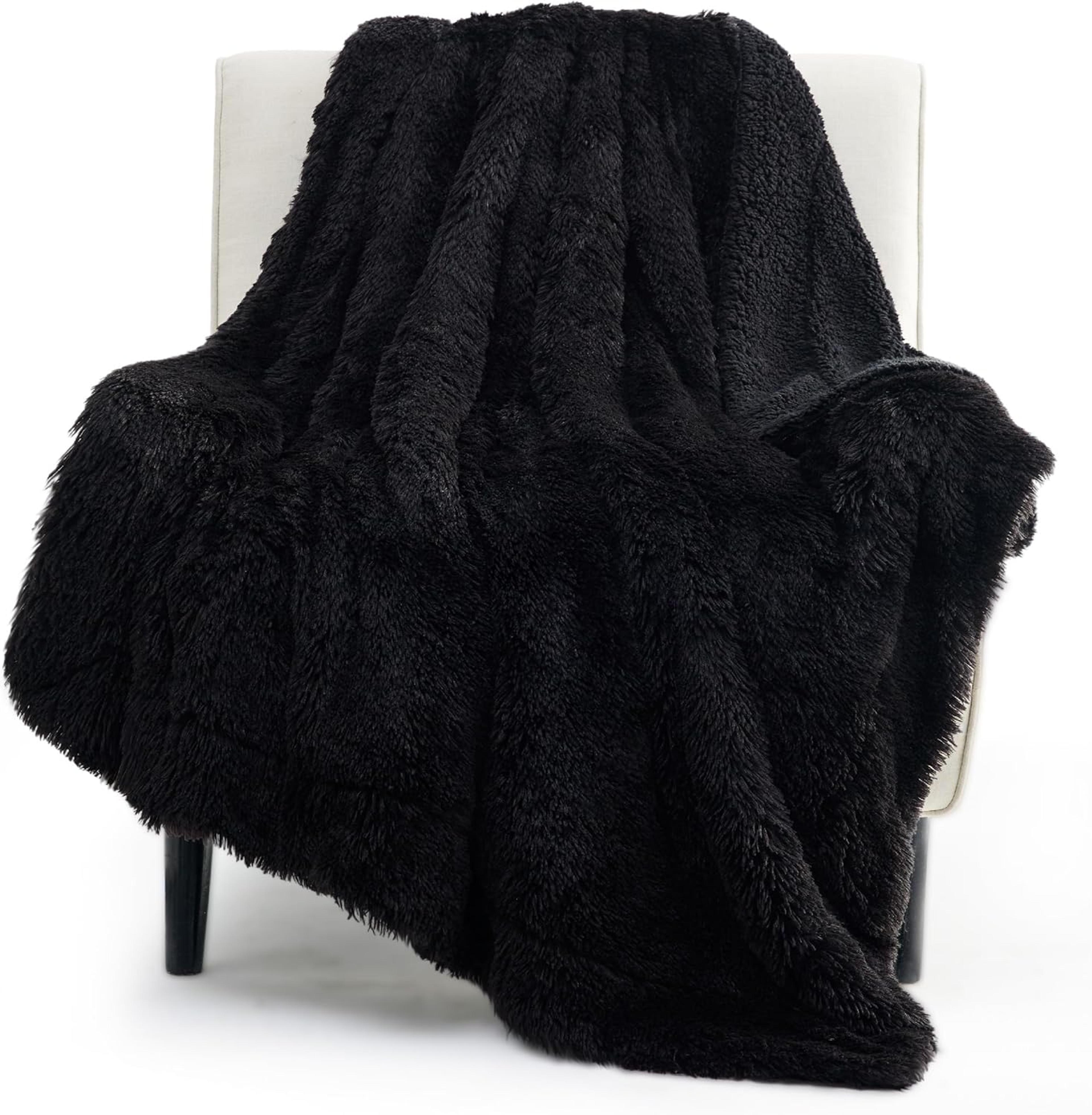 luxury faux fur throw blanket soft sherpa blanket plush fleece cozy couch & bed throw