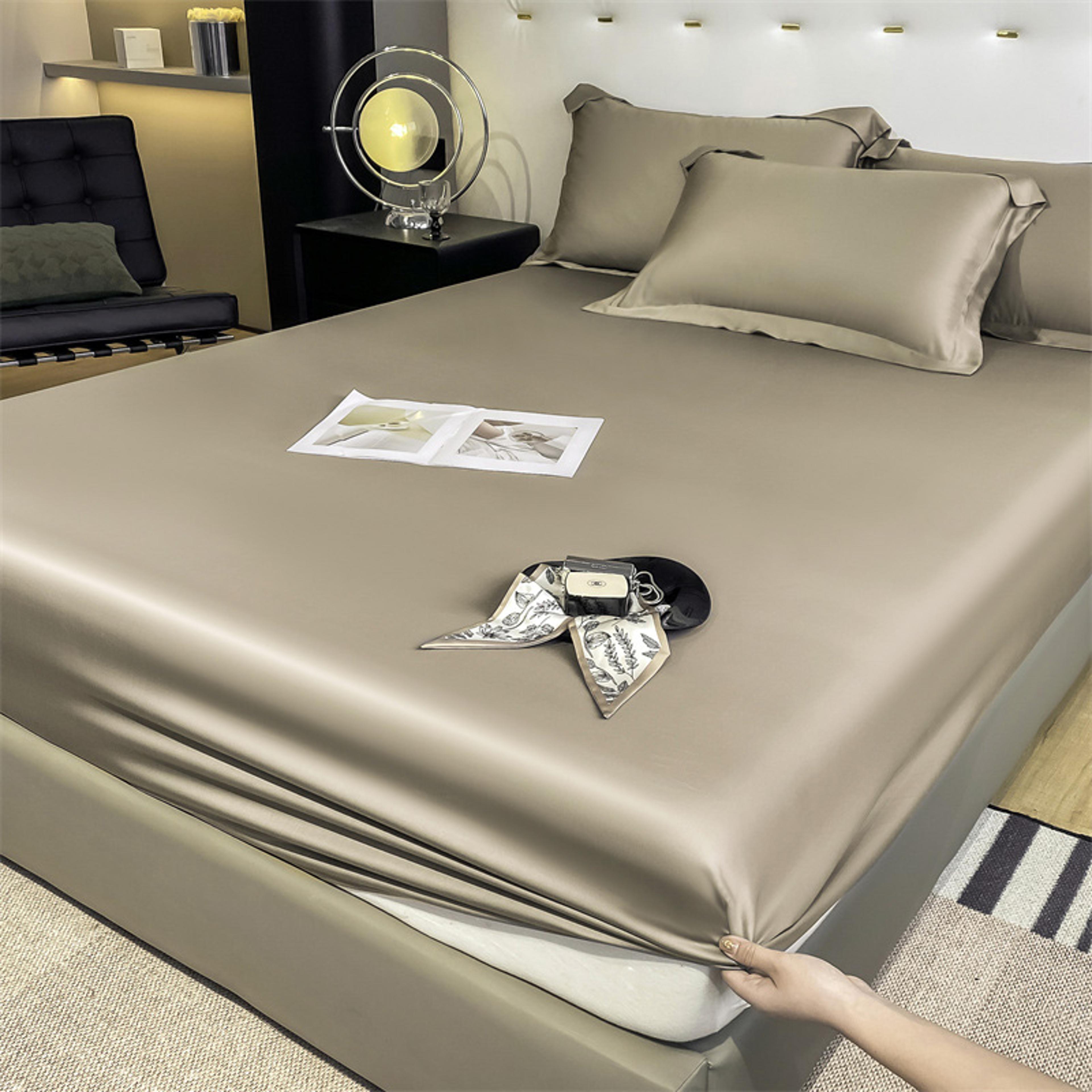 luxury mulberry silk fitted sheet silk mattress cover for queen & king beds