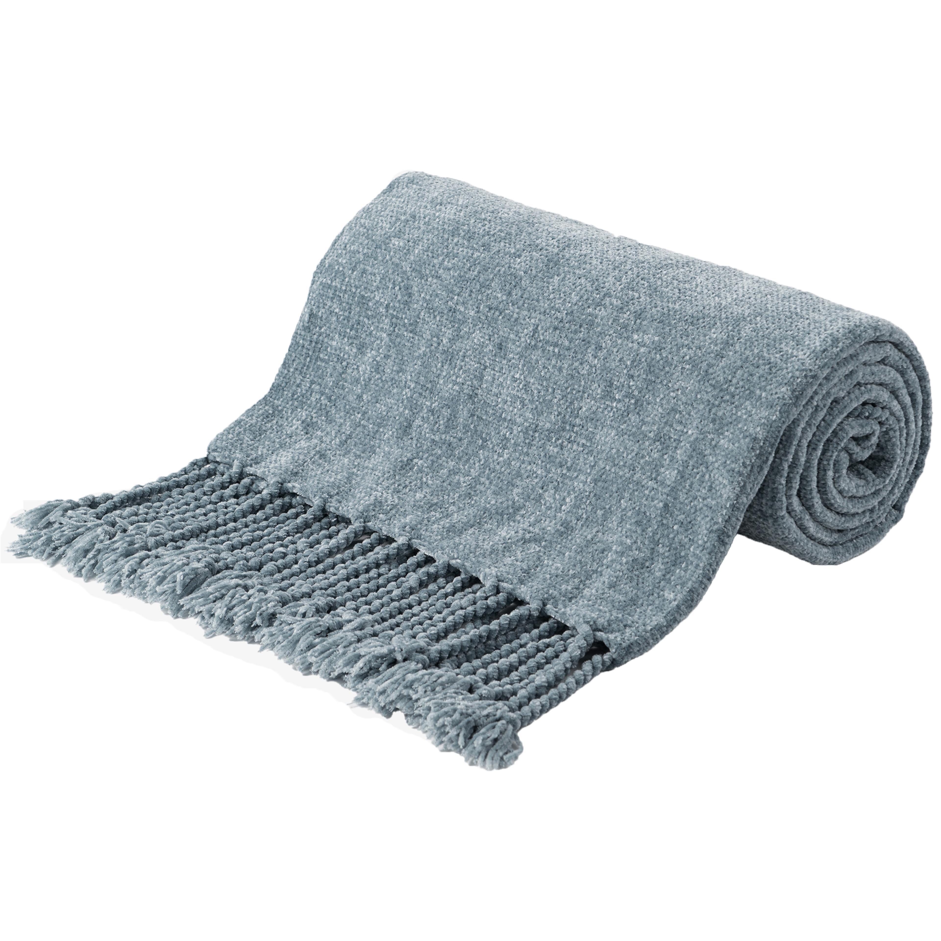 battilo chenille throw blanket with fringe tassels soft decorative throw blanket for sofa & bed