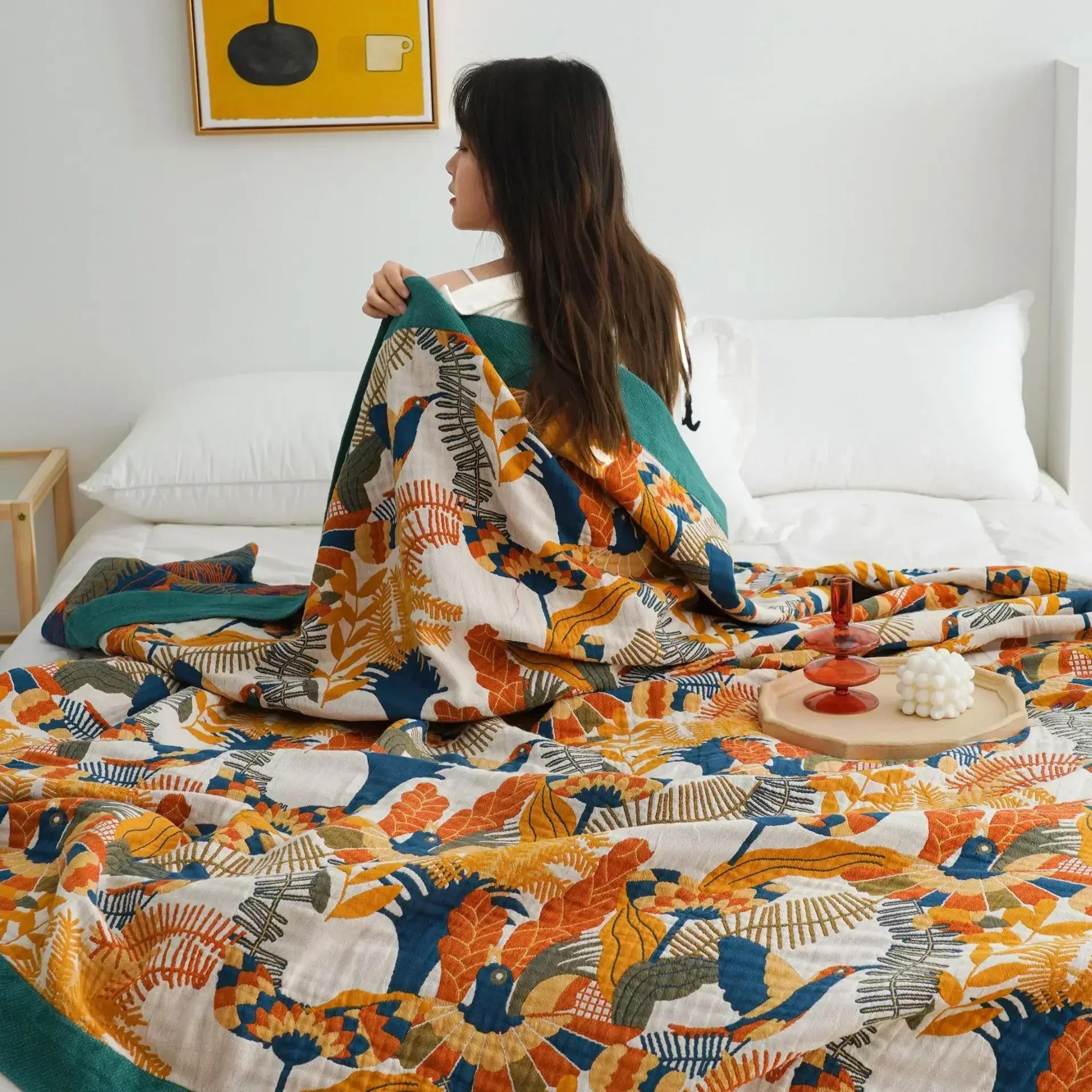 nordic cotton gauze throw blanket soft boho sofa & bedspread for all season comfort