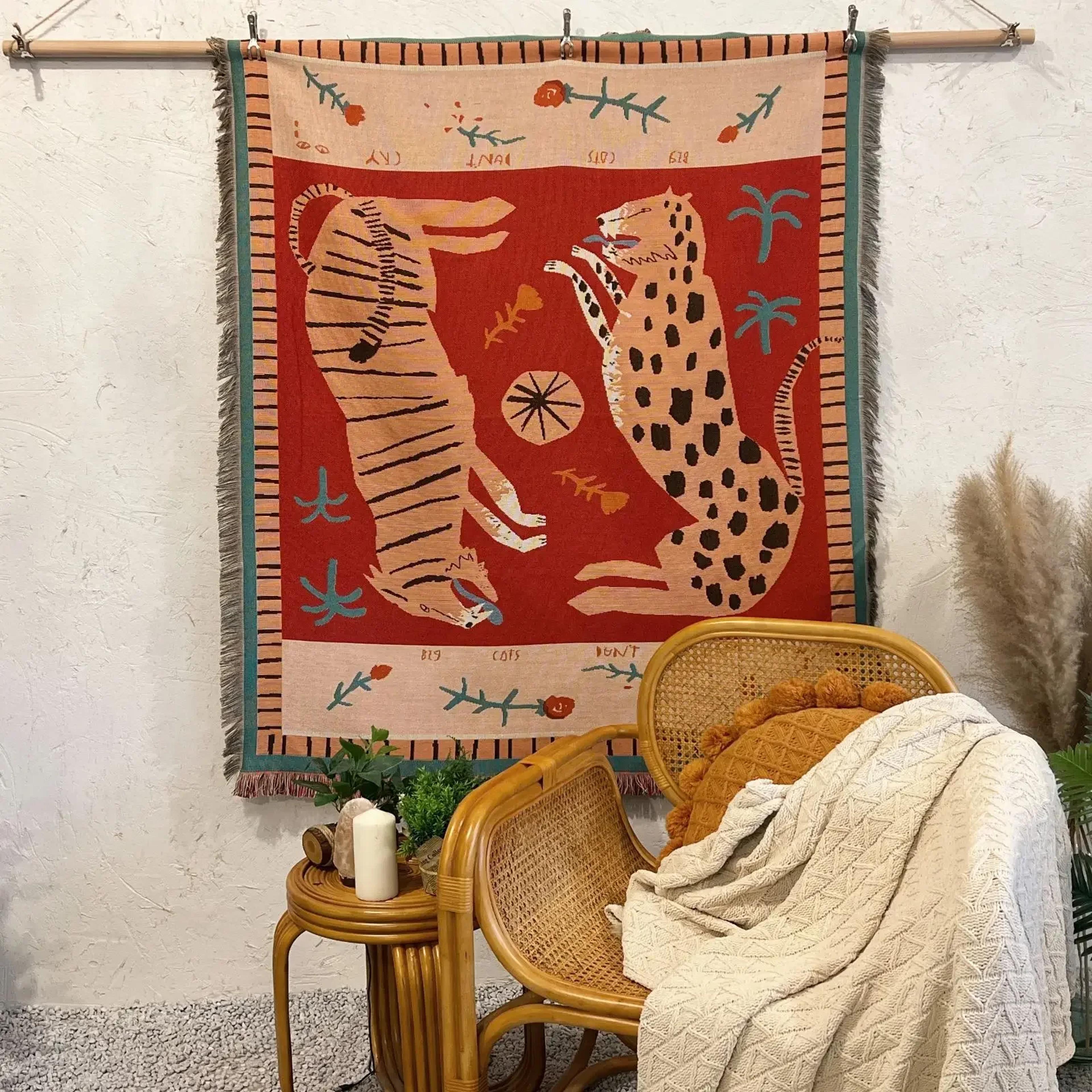 nordic boho throw blanket woven sofa cover, decorative couch throw & picnic tapestry