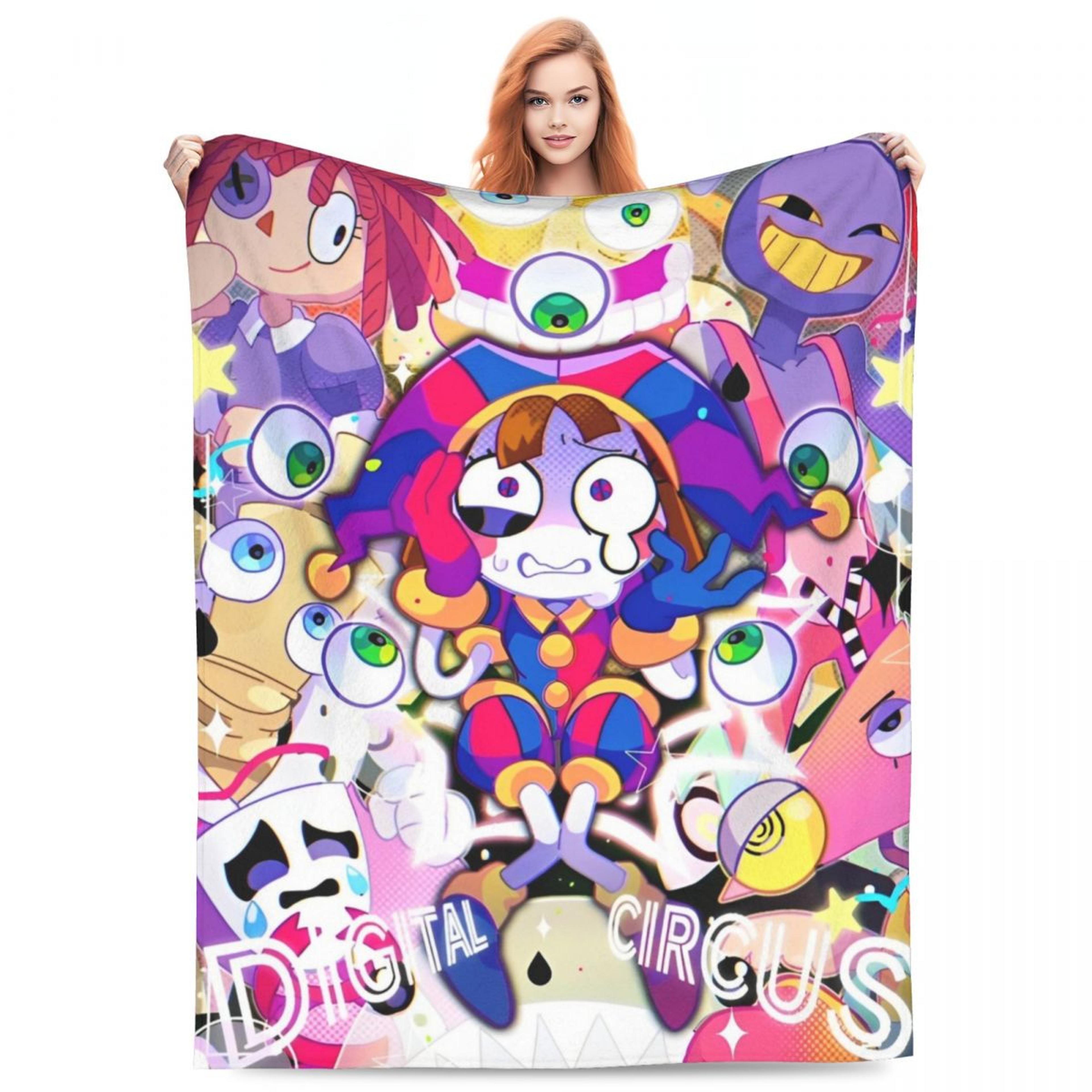 pomni amazing digital circus blanket soft cartoon fleece throw for bed, sofa & cozy lounging