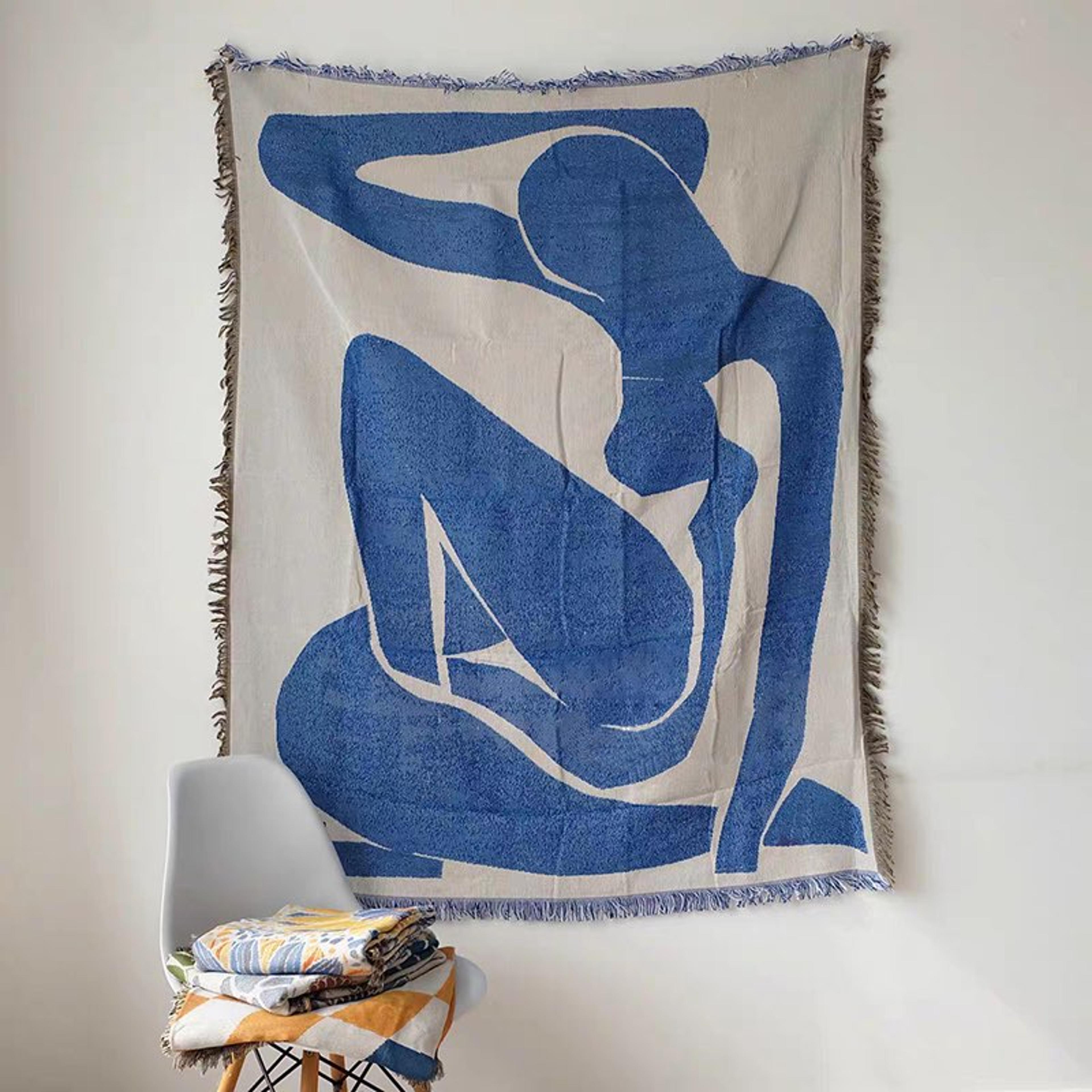 abstract geometric throw blanket with tassels cozy knitted sofa, bed & picnic blanket