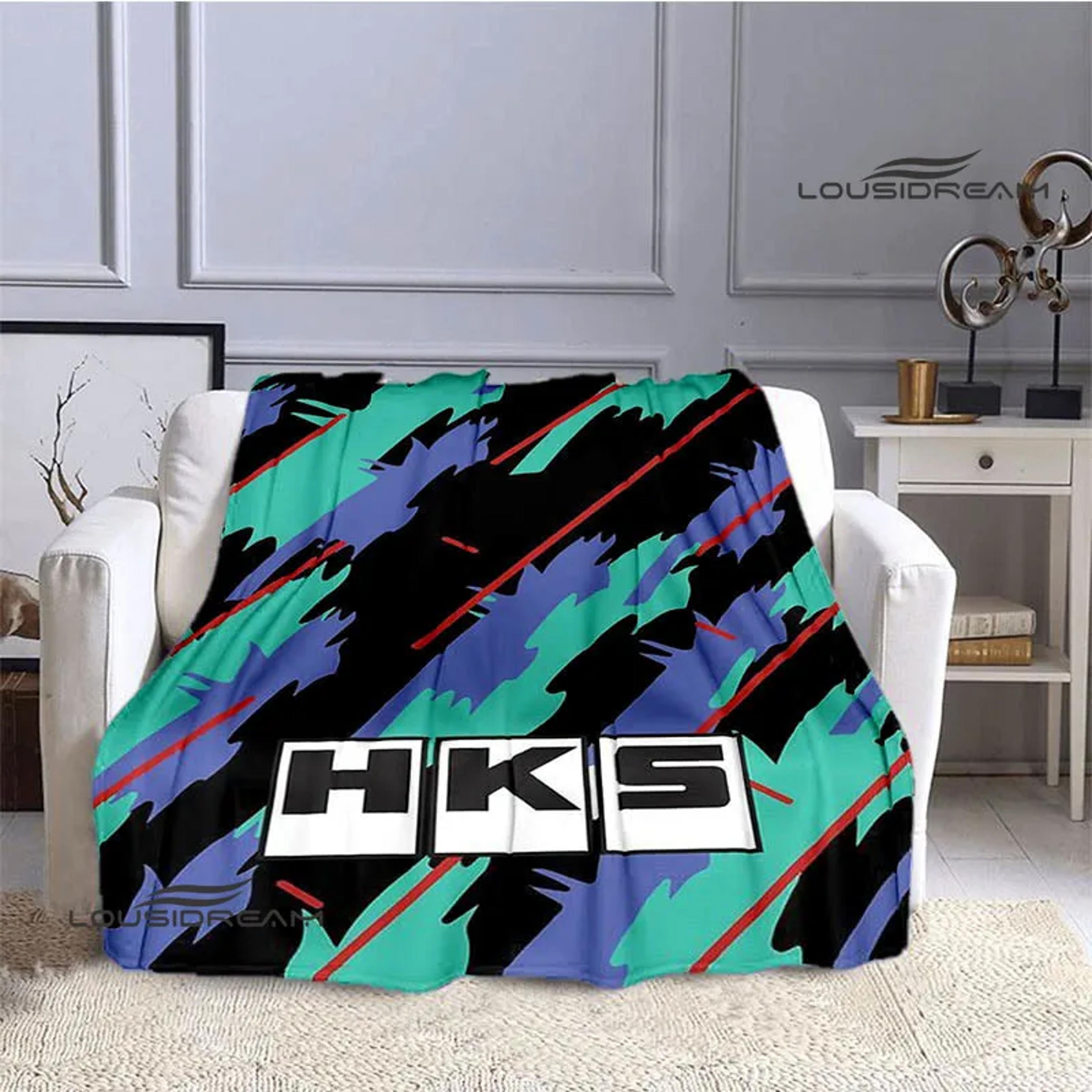 hks racing car blanket soft flannel throw blanket for couch, bed & car enthusiast gift