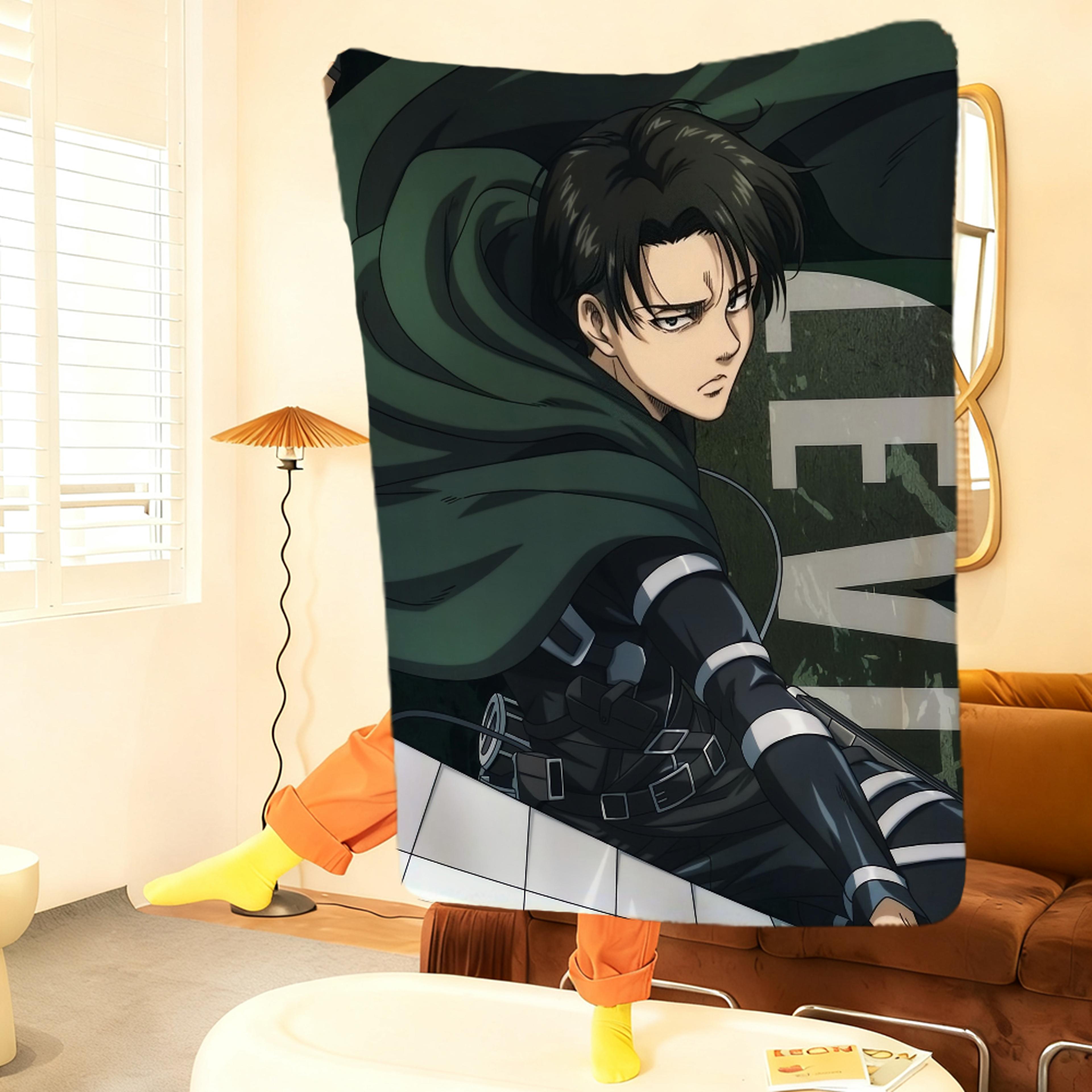 levi ackerman anime blanket super soft plush throw for sofa, bed & cozy lounging