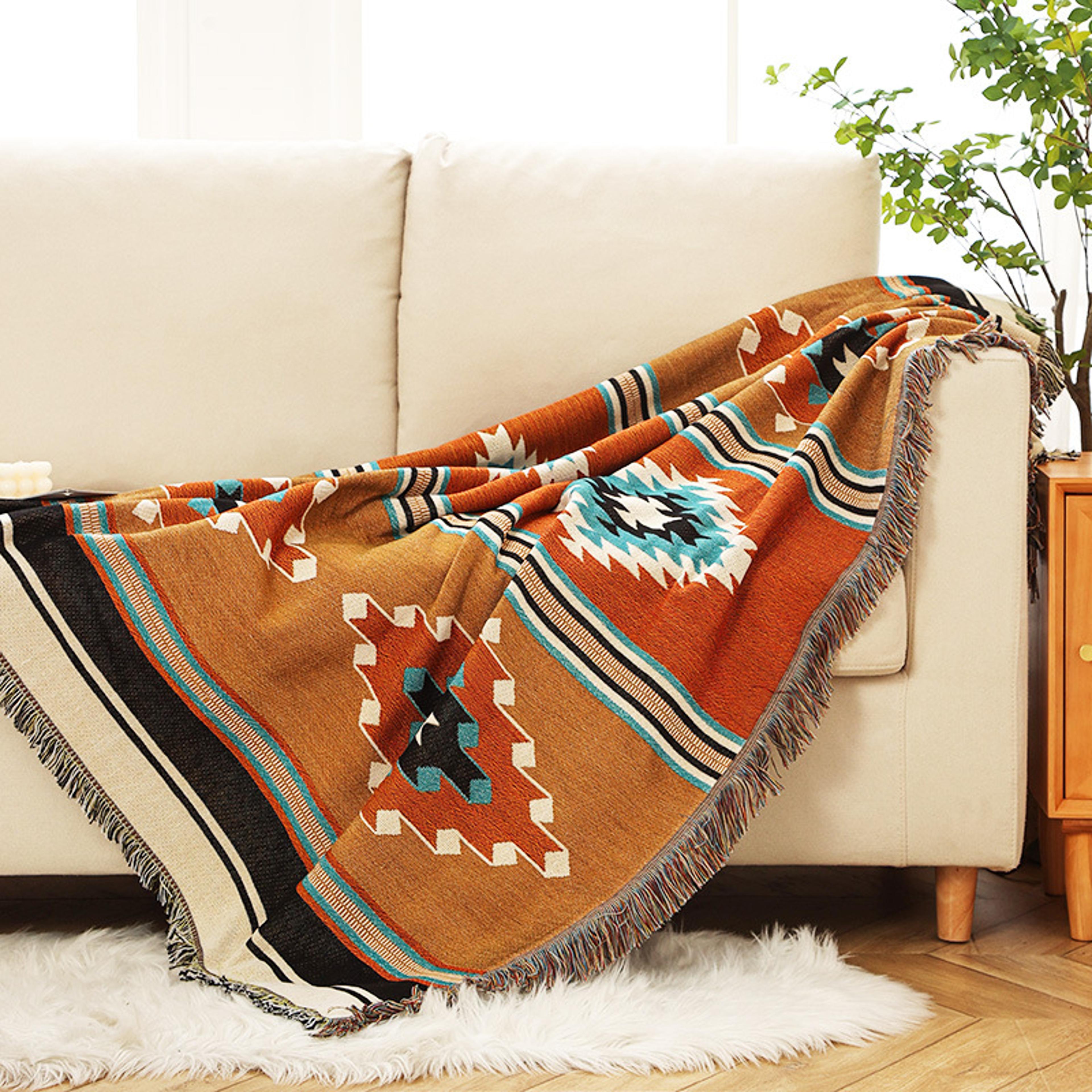 bohemian throw blanket soft boho couch cover for bed, sofa, camping & home decor