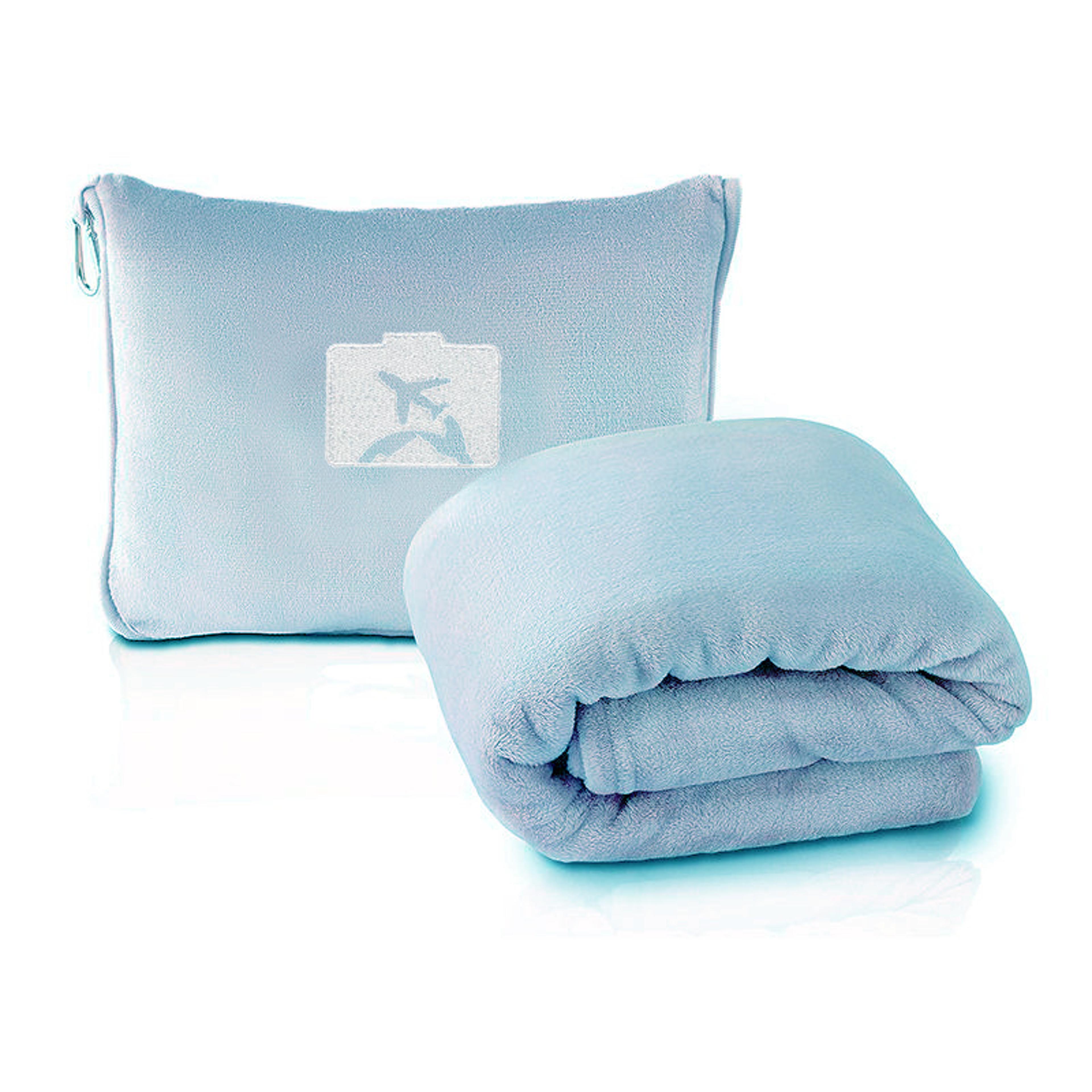 travel blanket & airplane blanket foldable soft flannel portable throw with storage pouch