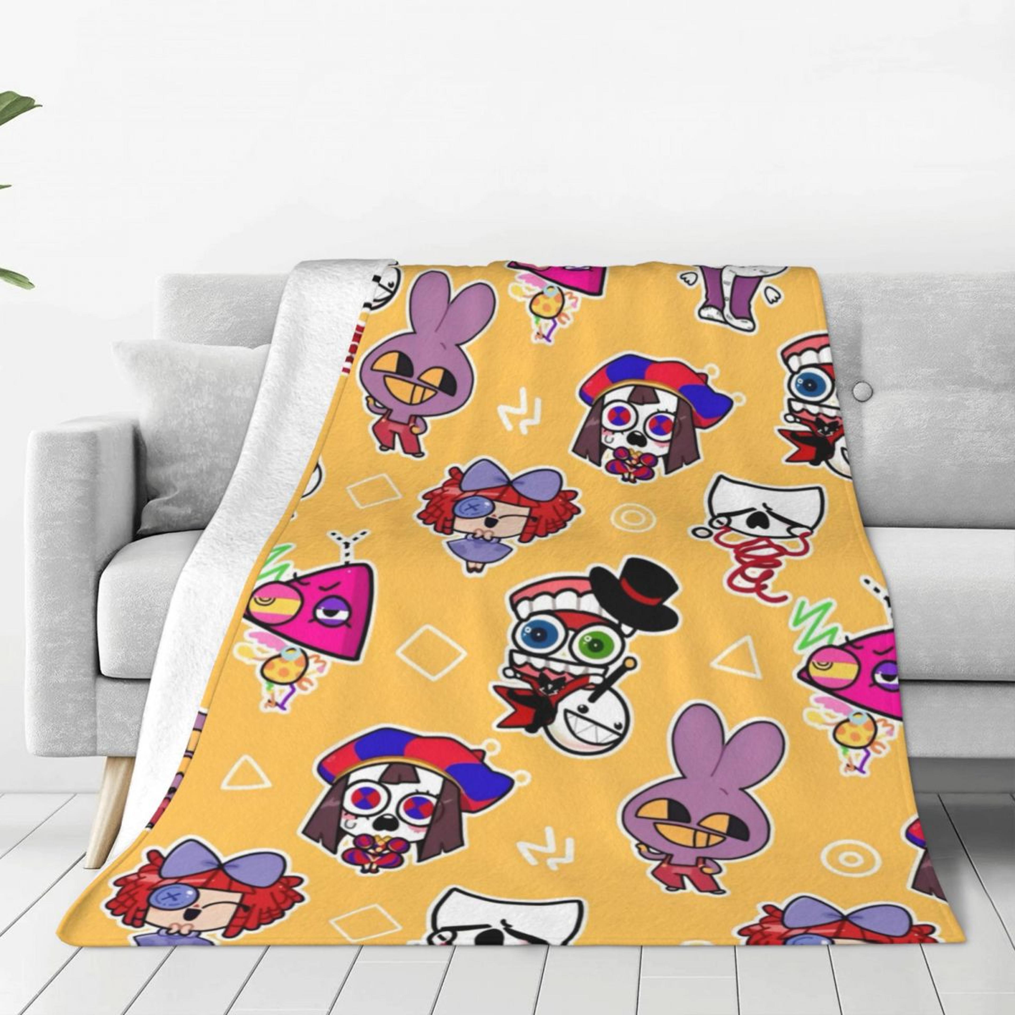 amazing digital circus blanket soft anime throw blanket with pomni & jax flannel fleece